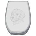 15oz Stemless Wine Glass Set - Golden Doodle + Slate Coaster