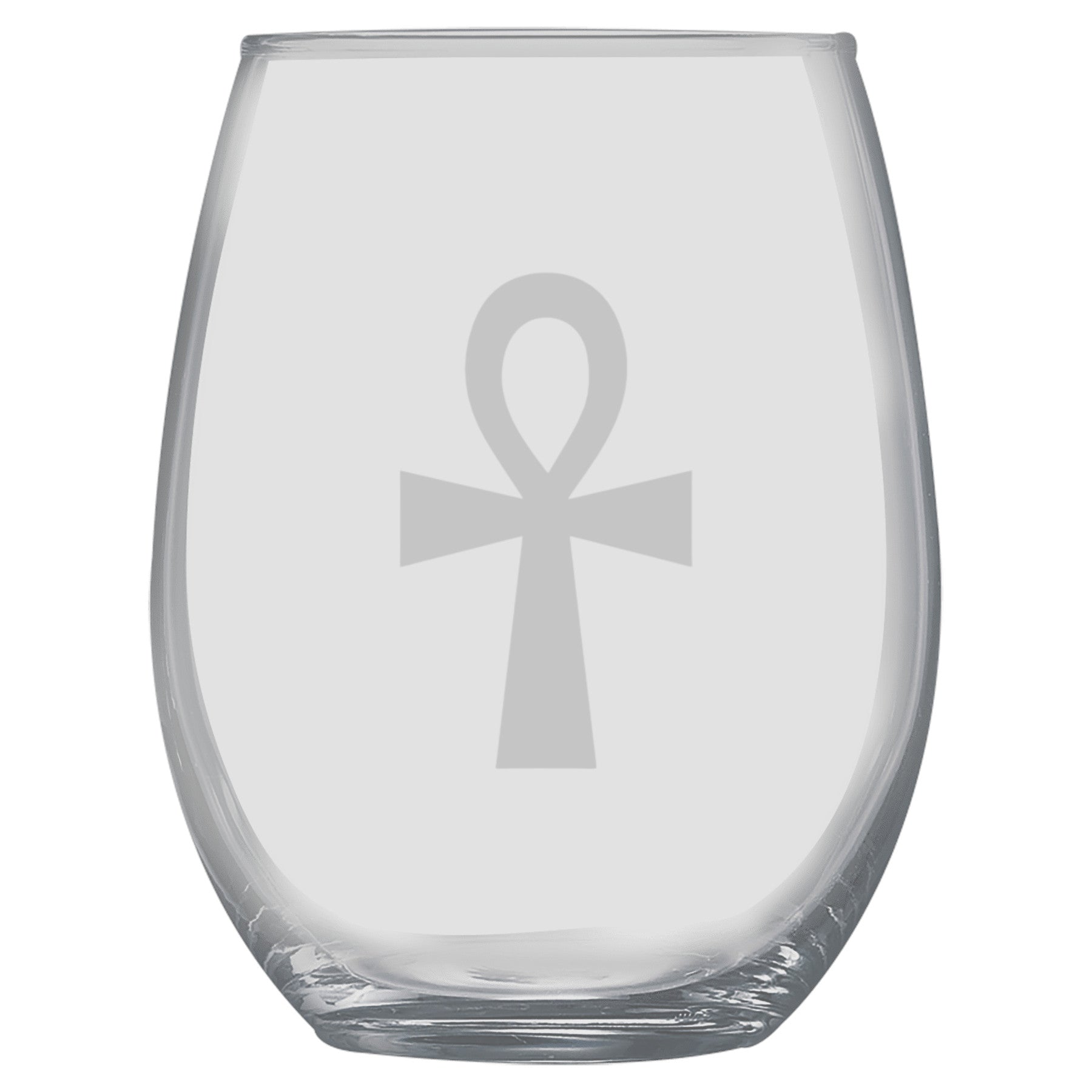 15oz Stemless Wine Glass -  Key of Life Ankh