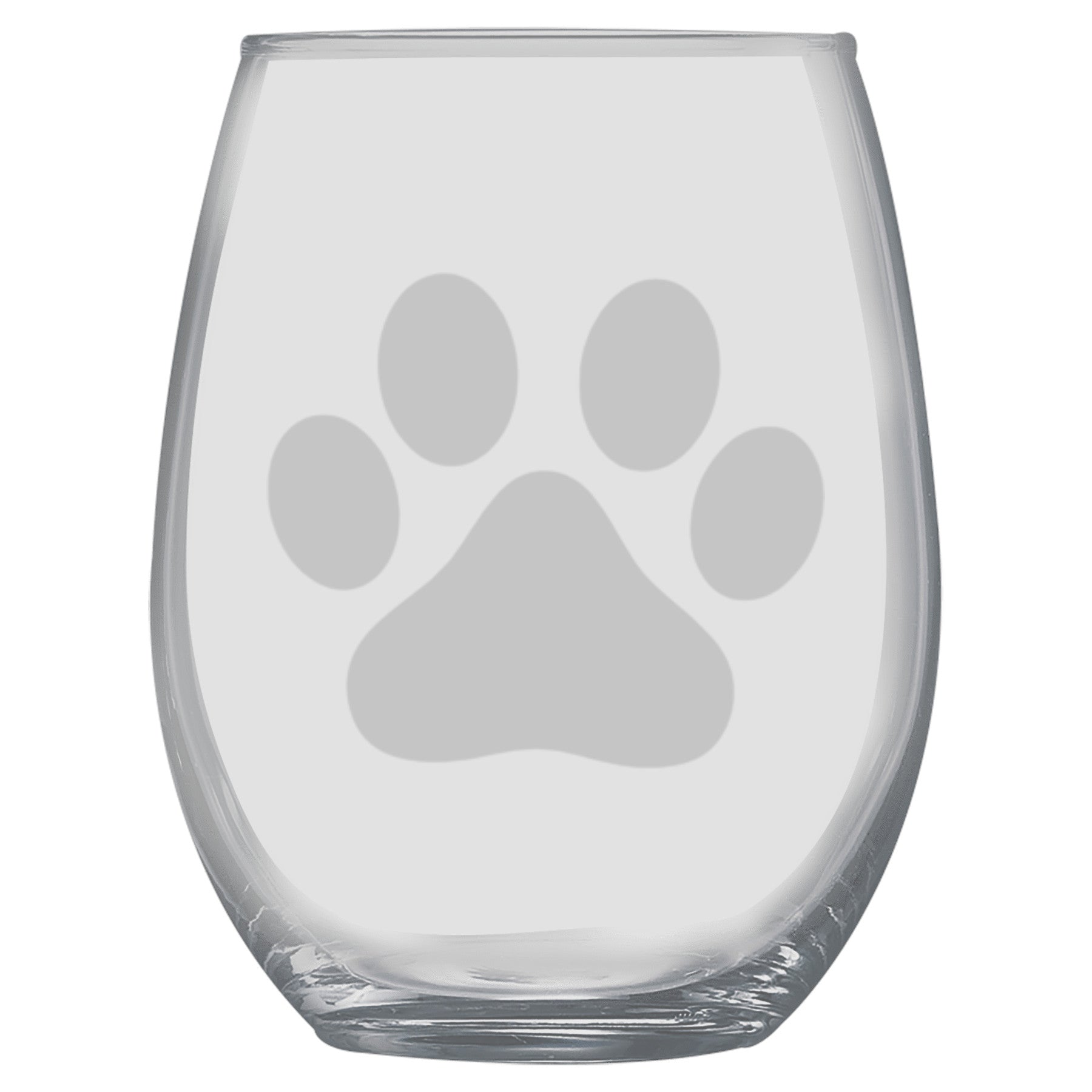 15oz Stemless Wine Glass -  Dog Paw