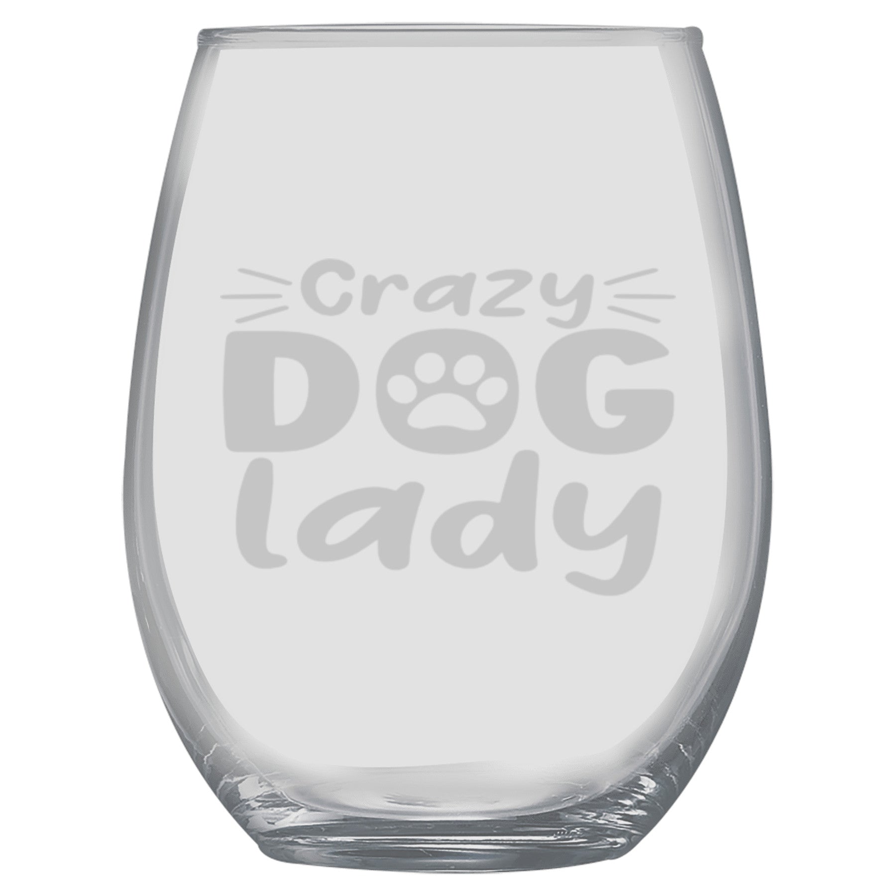 15oz Stemless Wine Glass -  Crazy Dog Lady