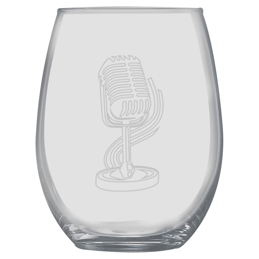 15oz Stemless Wine Glass -  Microphone