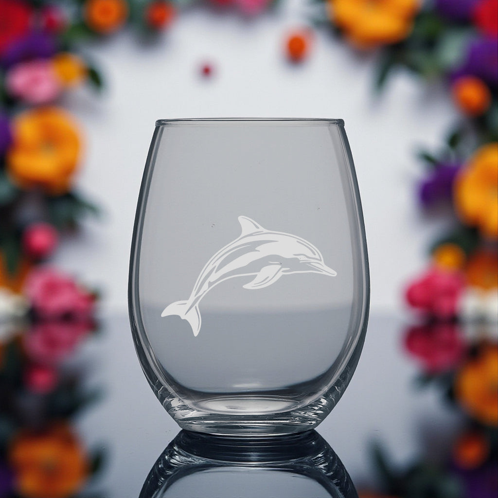15oz Stemless Wine Glass - Dolphin