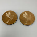 Hummingbird Coaster Set of two Raw Wood