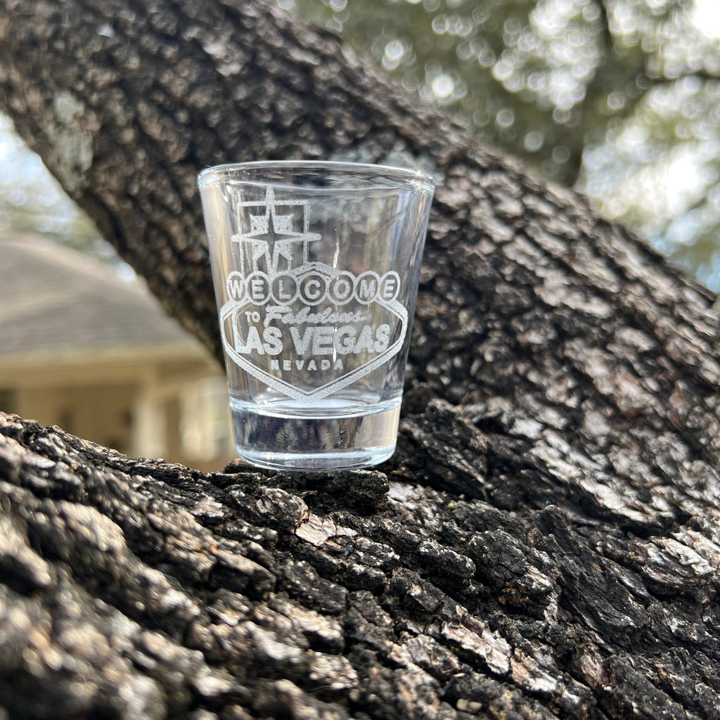 2oz Welcome to Las Vegas Shotglass LASER
