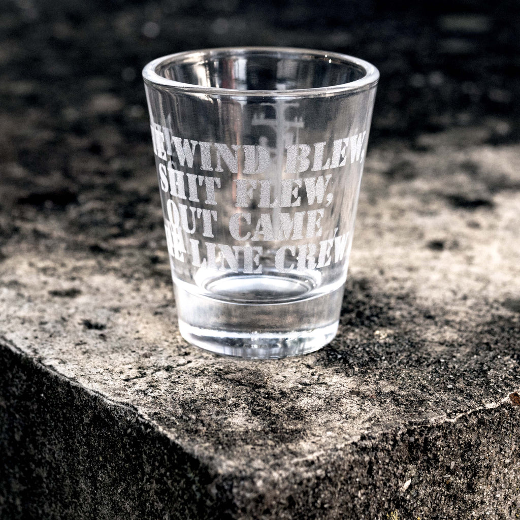 2oz Lineman Poem Shot glass