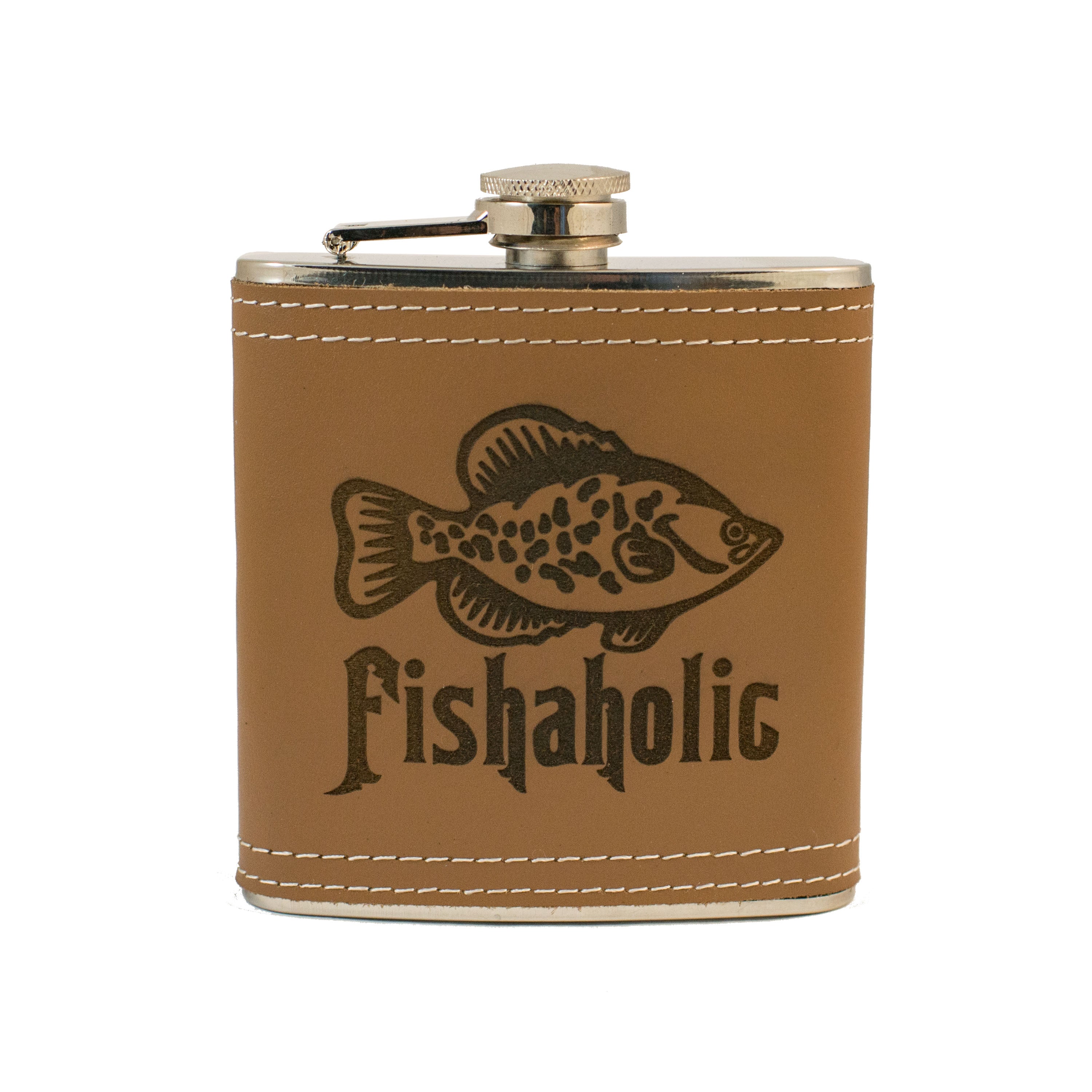 6oz Fishaholic Leather Flask