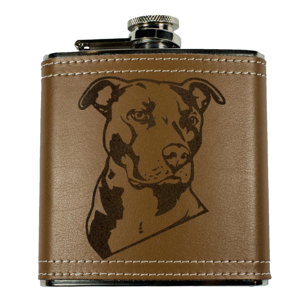 6oz Pit bull Leather Flask