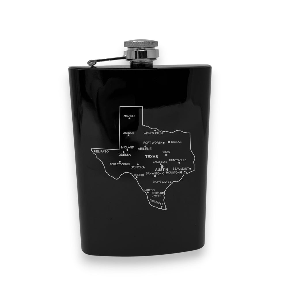8oz Flask - Texas with Cities