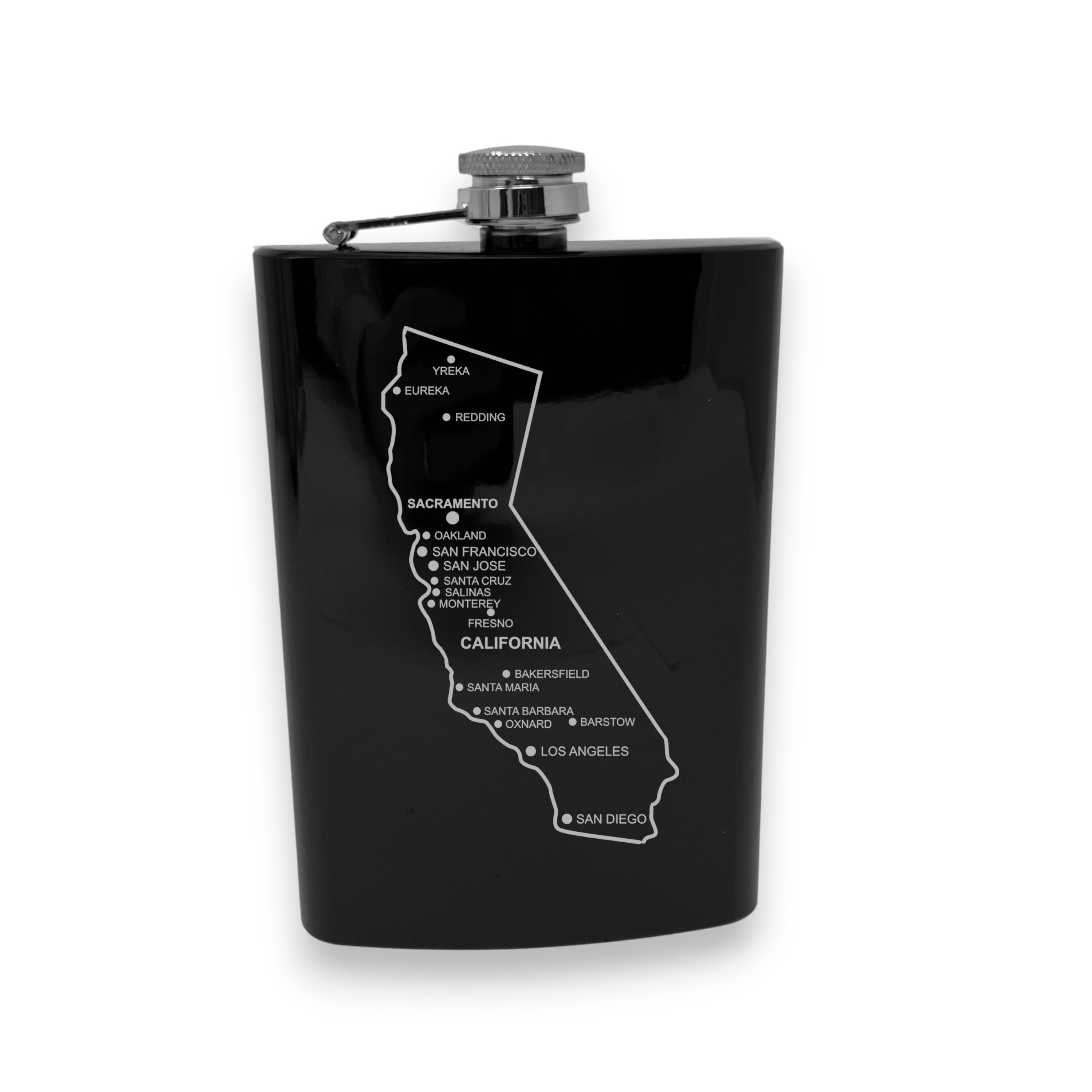 8oz Flask - California with Cities