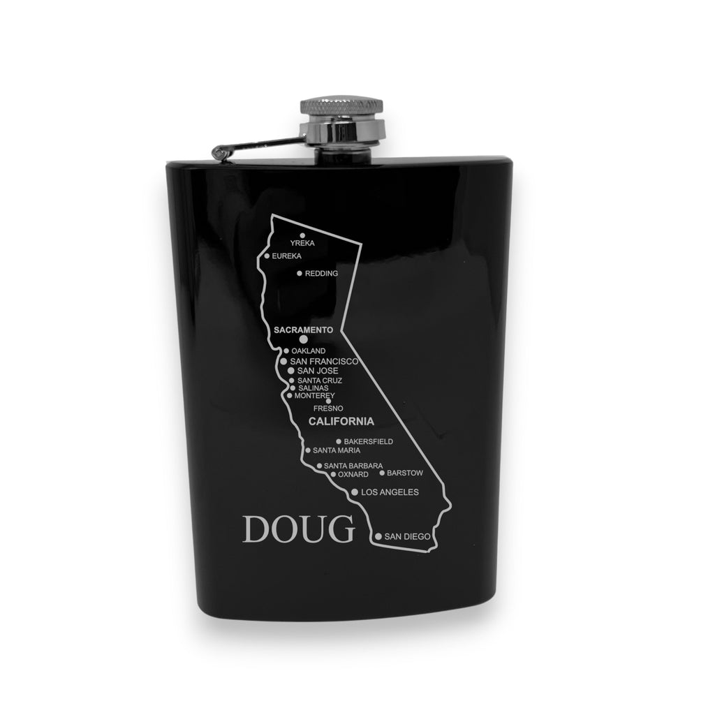 8oz Flask - California with Cities PERSONALIZED