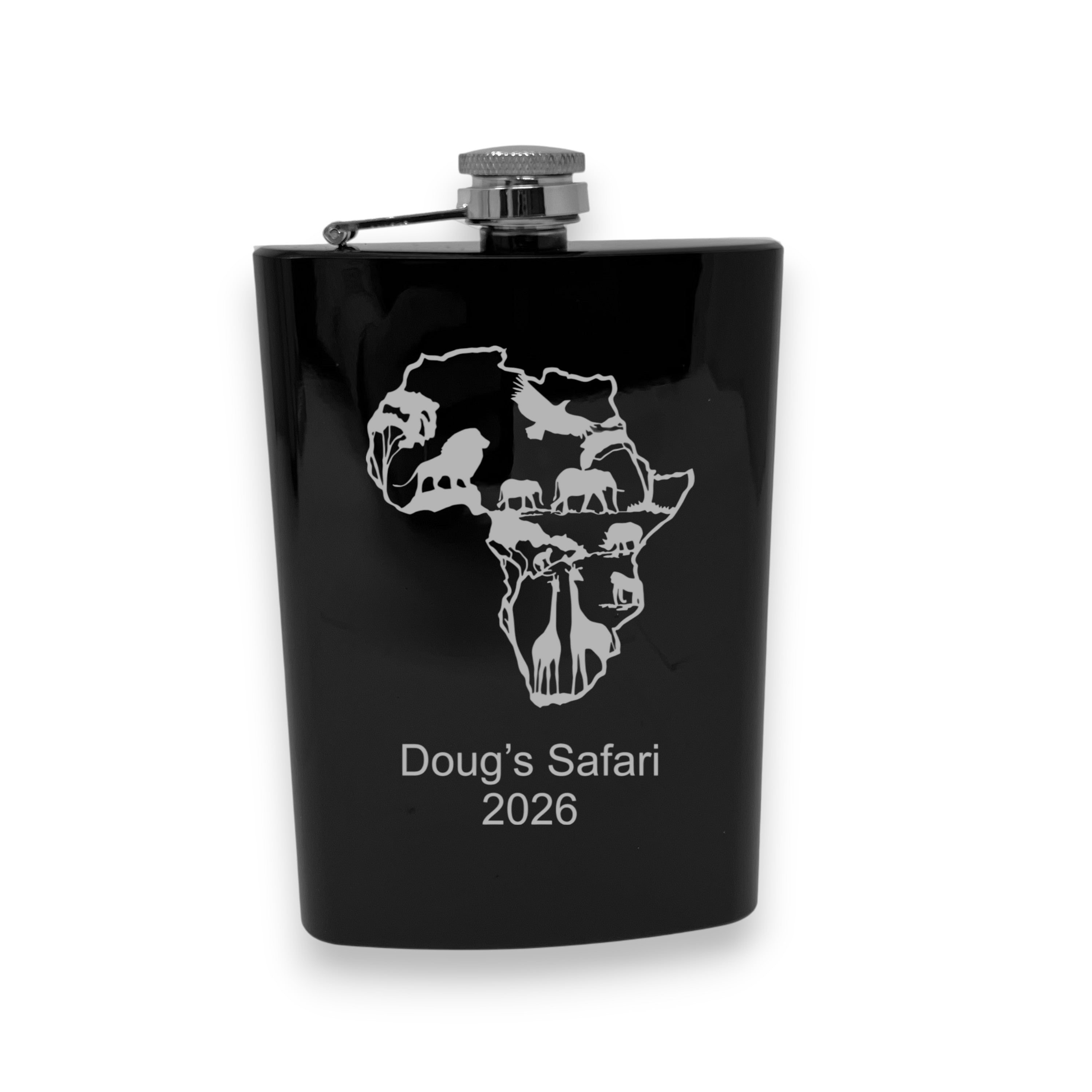 8oz Flask - African Scene PERSONALIZED
