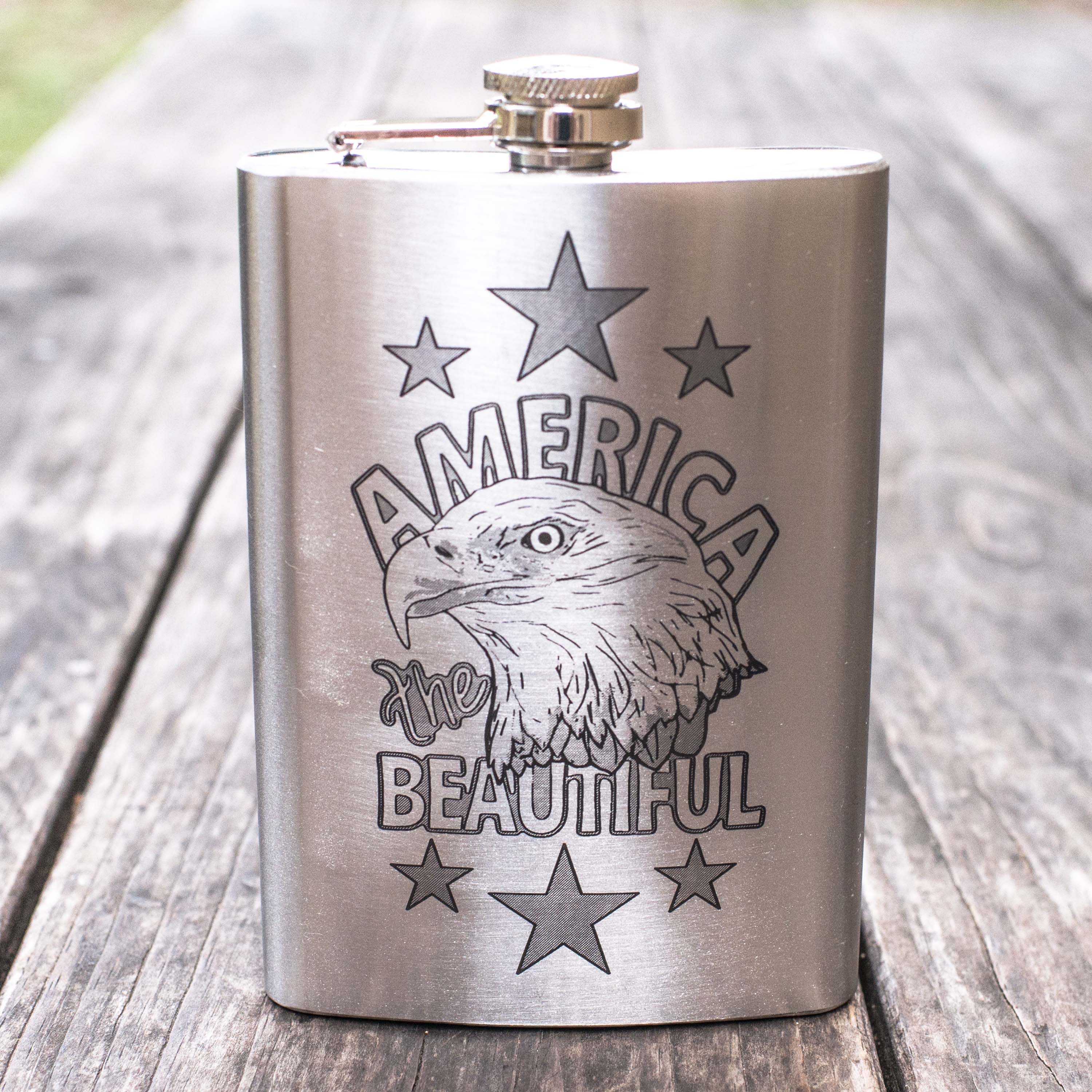 8oz America the Beautiful Stainless Steel Flask