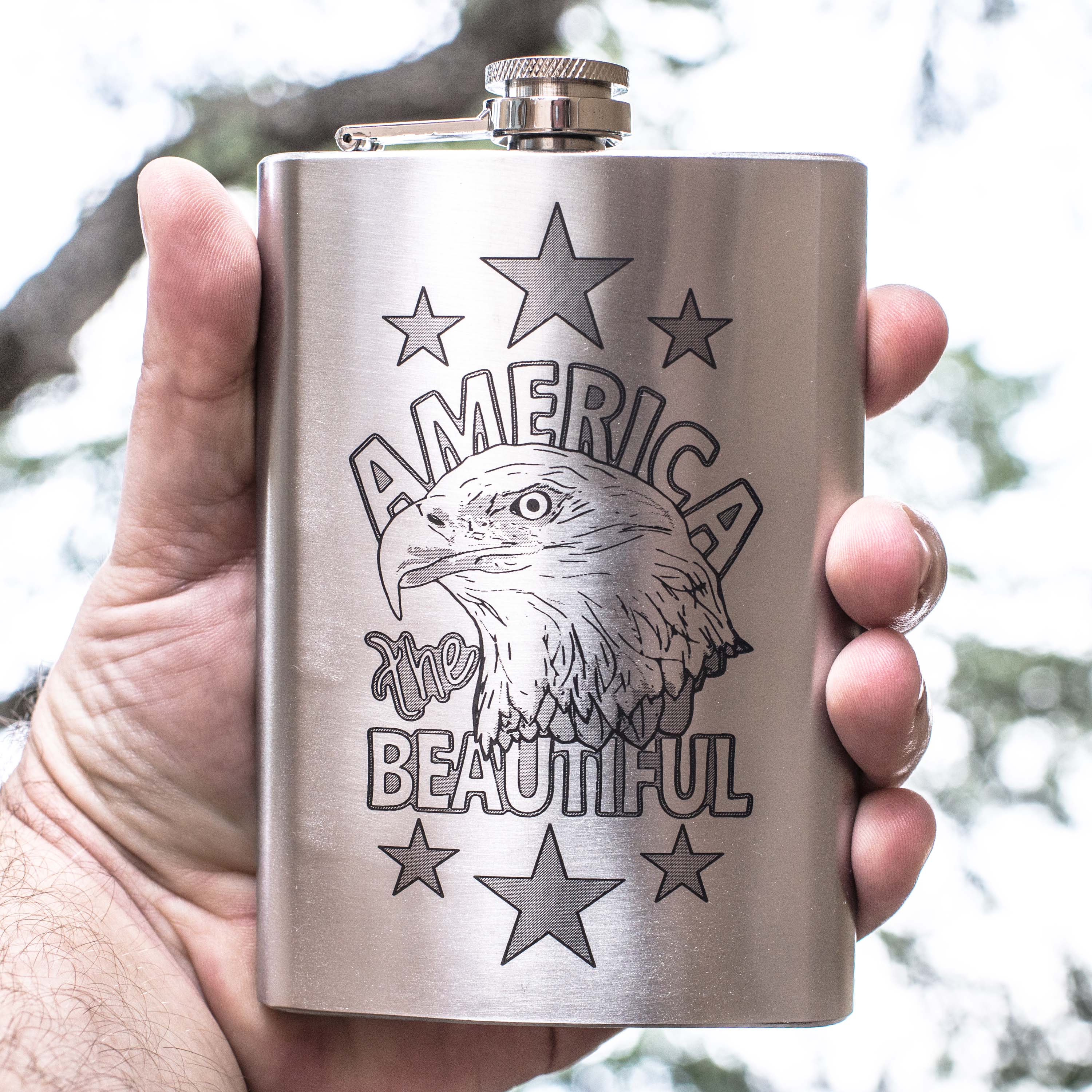 8oz America the Beautiful Stainless Steel Flask