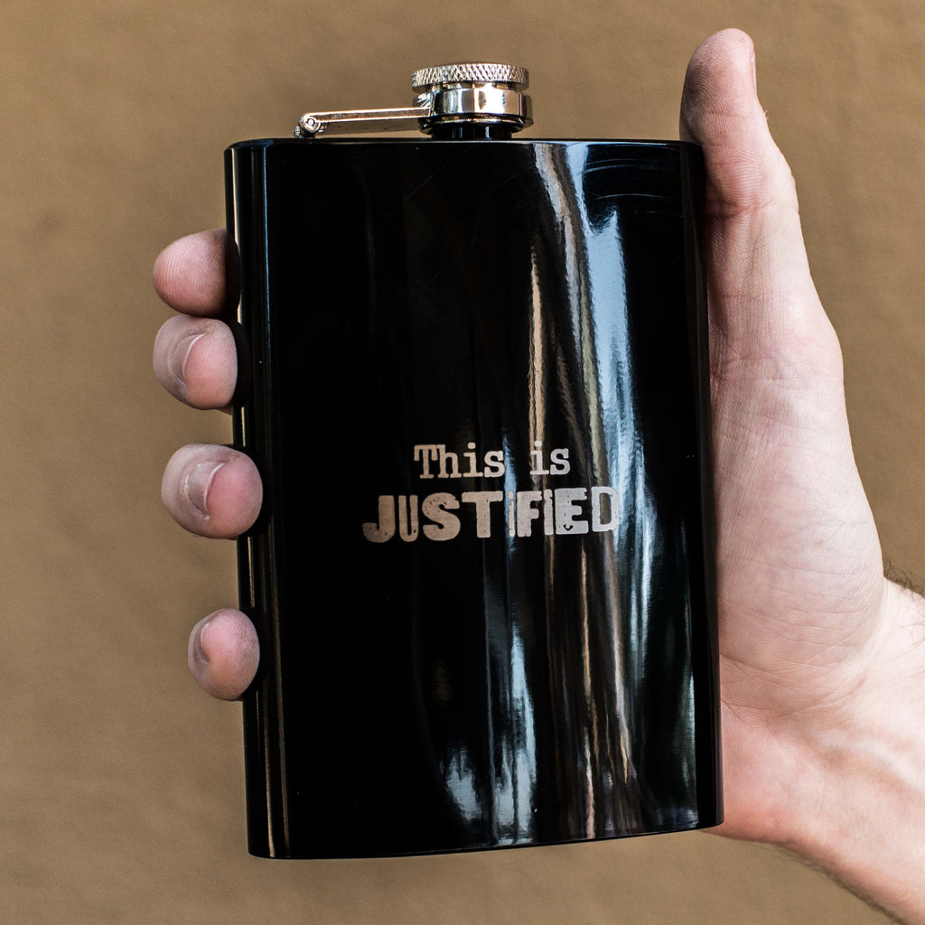 8oz BLACK This is Justified Flask