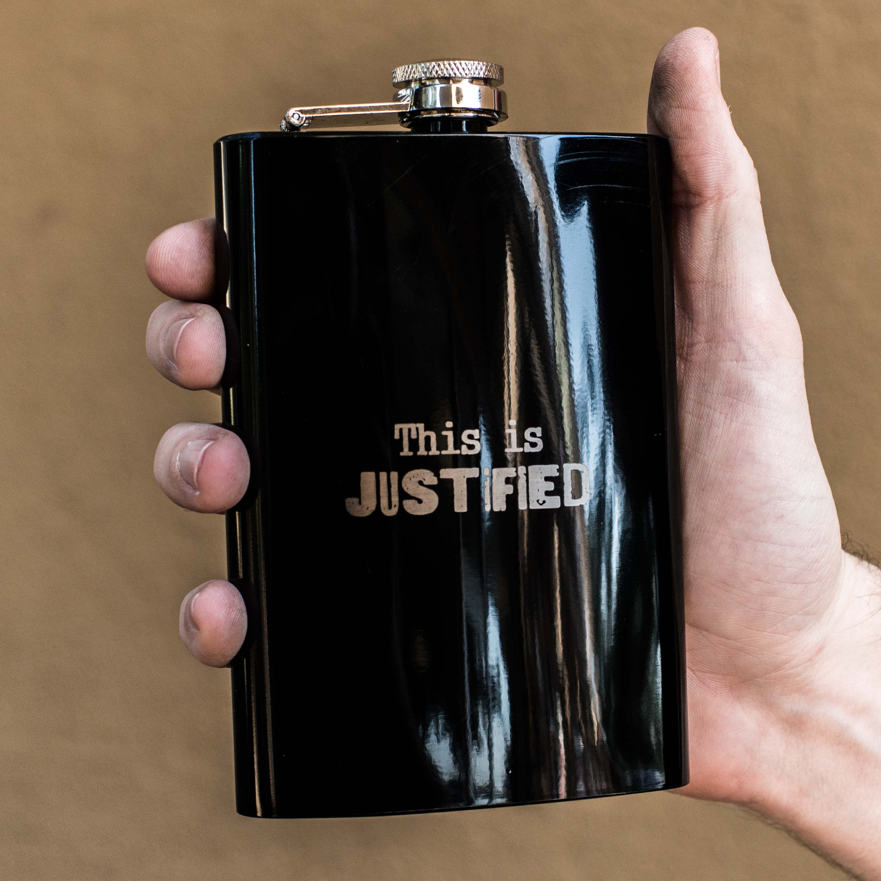 8oz BLACK This is Justified Flask