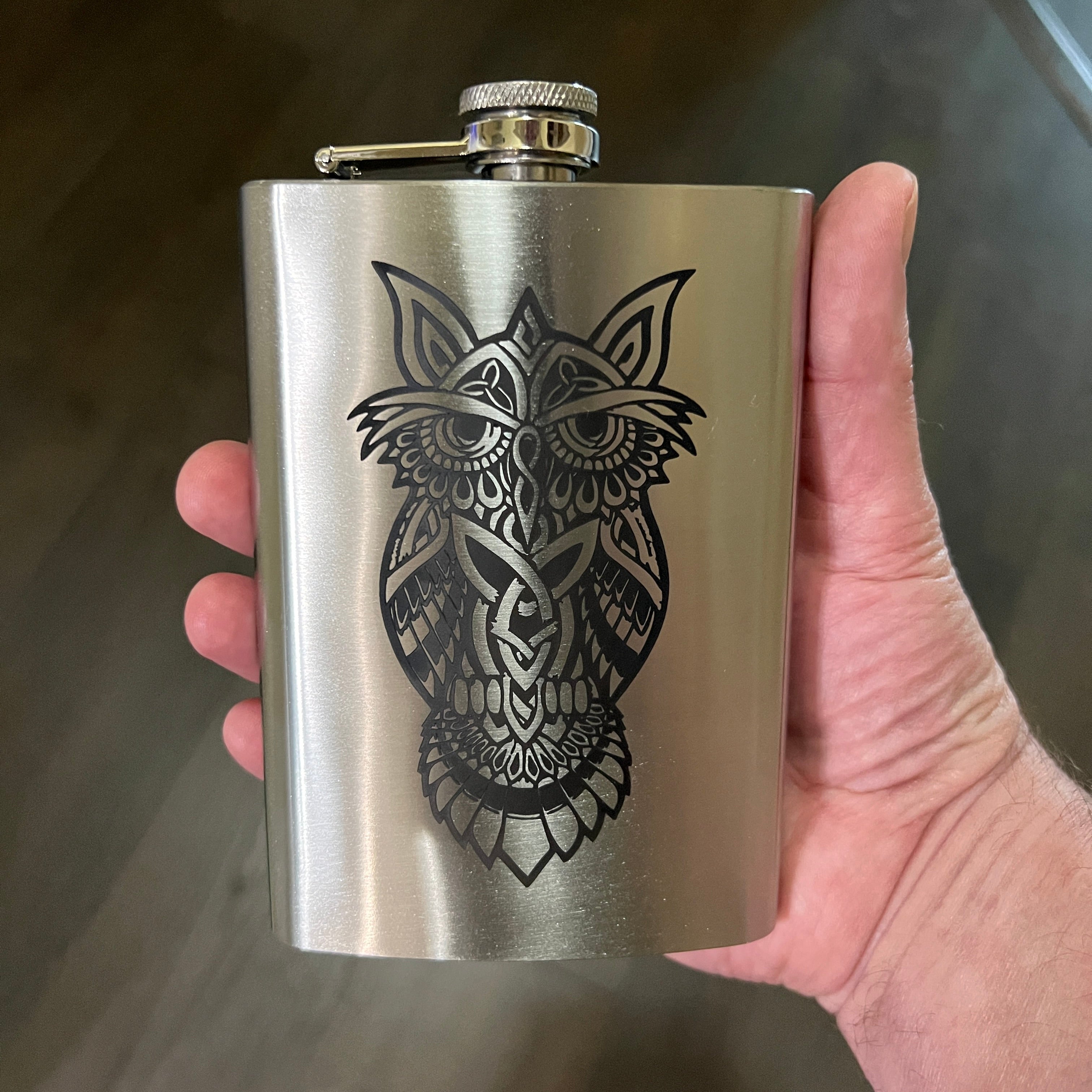 8oz Celtic Owl Stainless Steel Flask