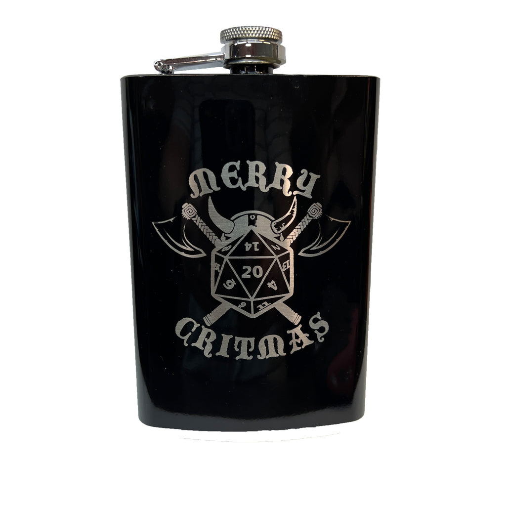 8oz Merry Critmas BLACK Flask