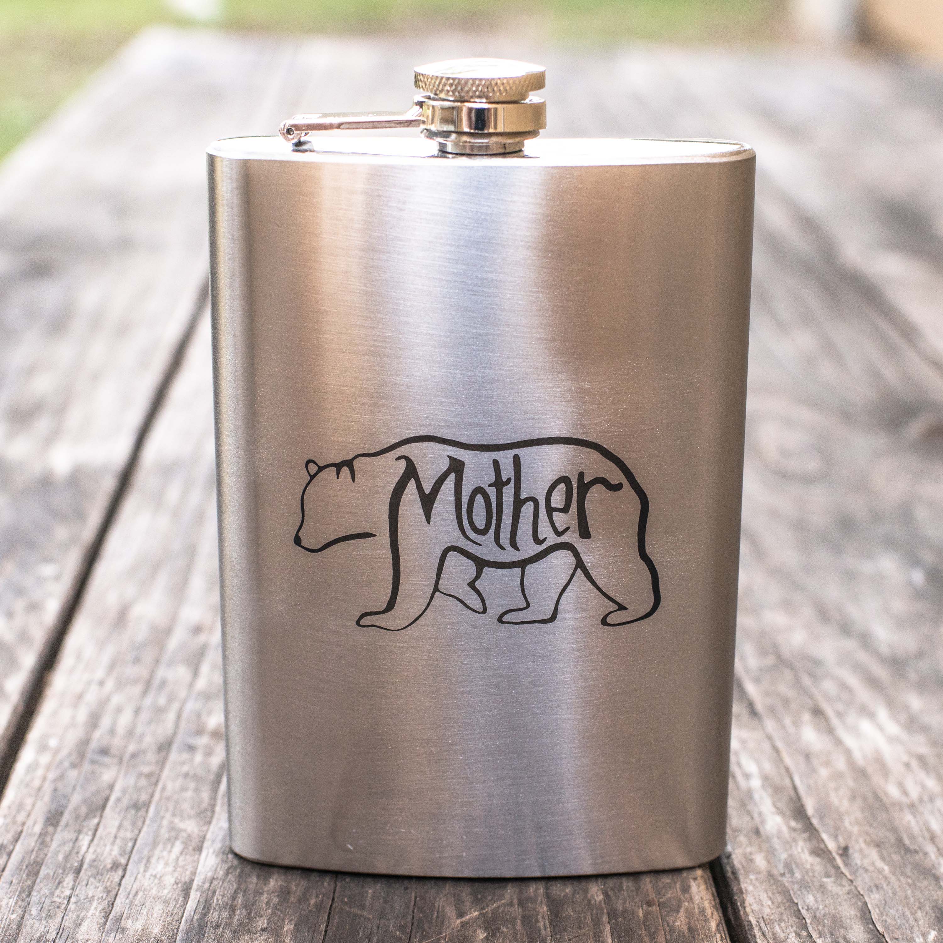 8oz Mother Bear Stainless Steel Flask