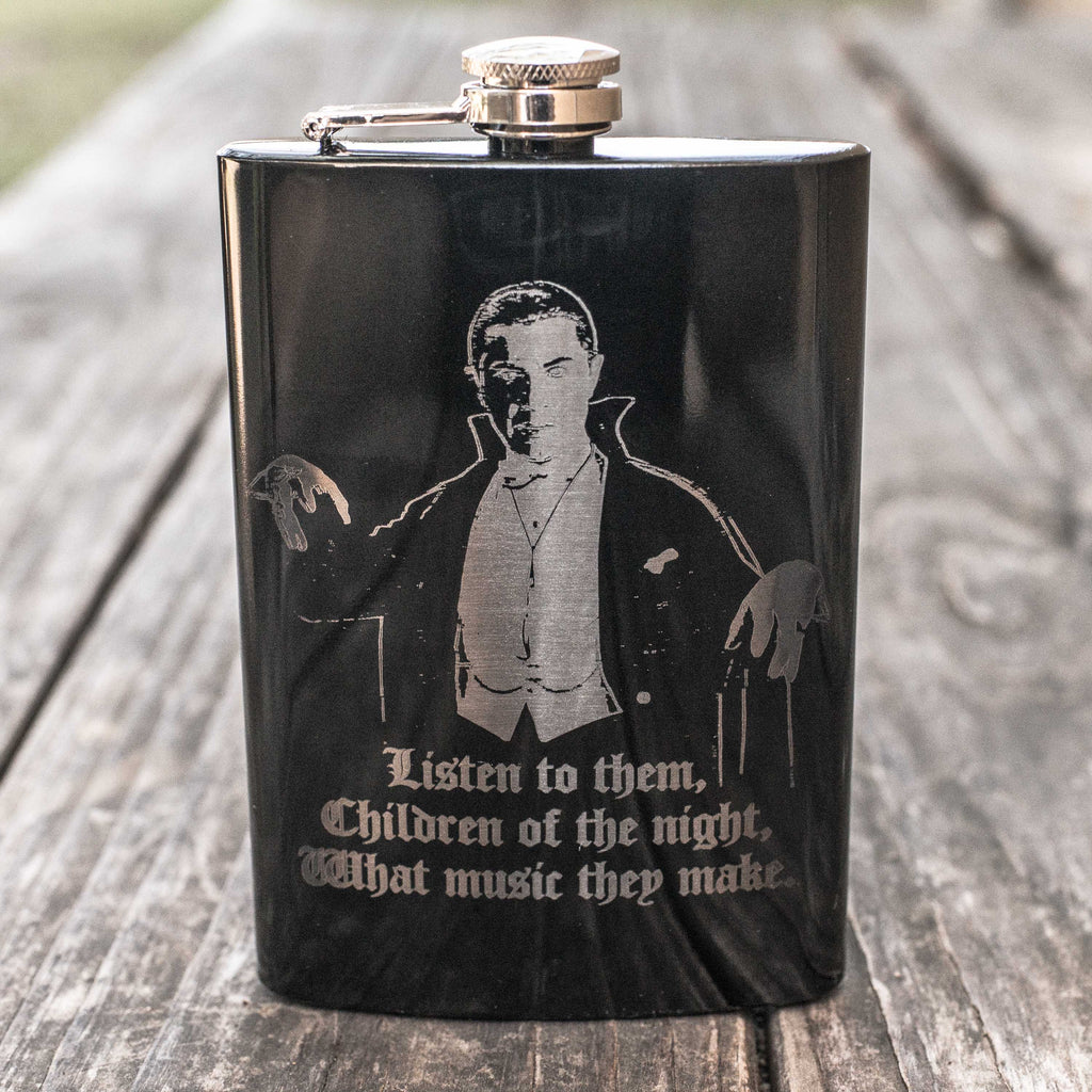 8oz BLACK Children of the Night Flask
