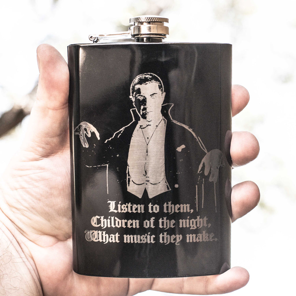 8oz BLACK Children of the Night Flask