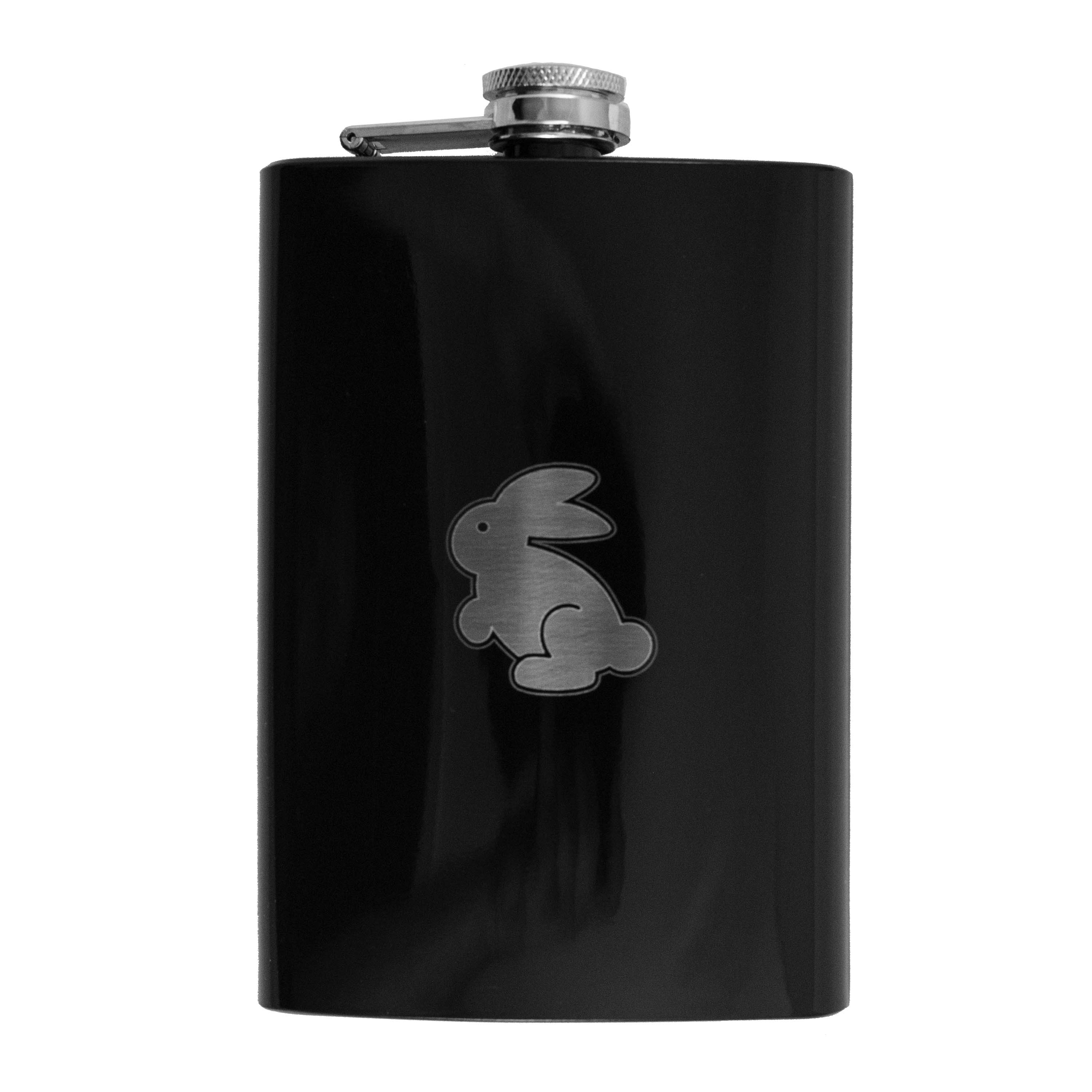 8oz BLACK Follow the White Rabbit Flask