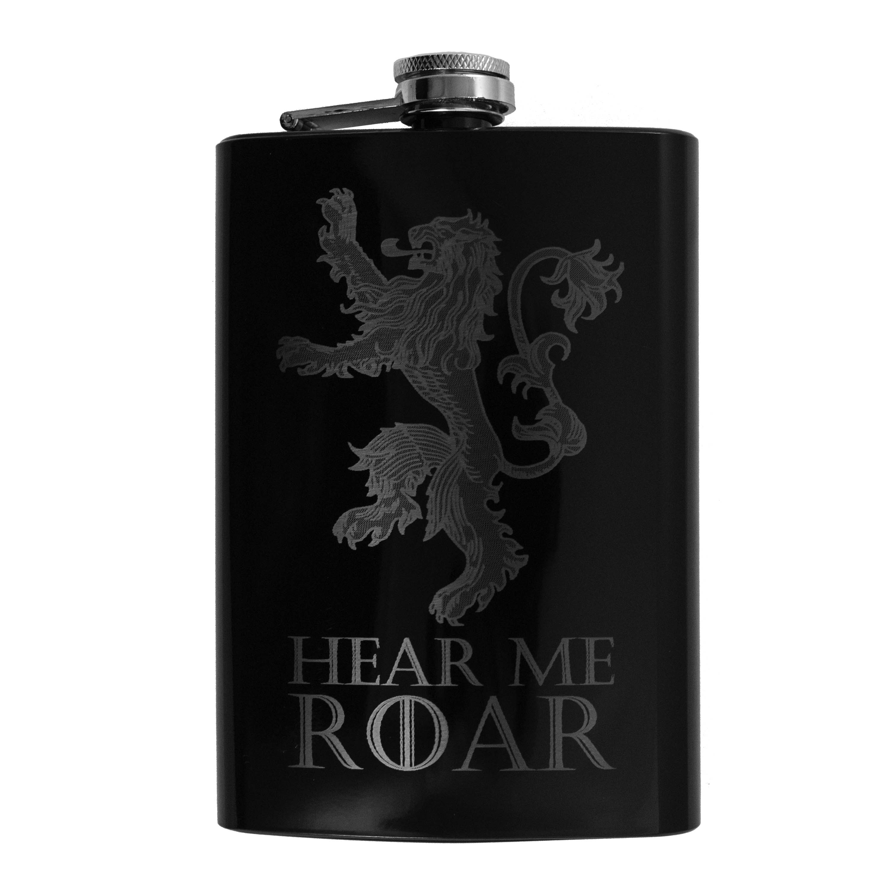 8oz BLACK Hear Me Roar Flask