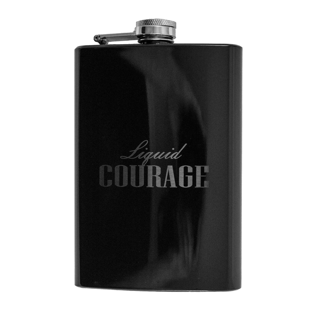 8oz BLACK Liquid Courage Flask