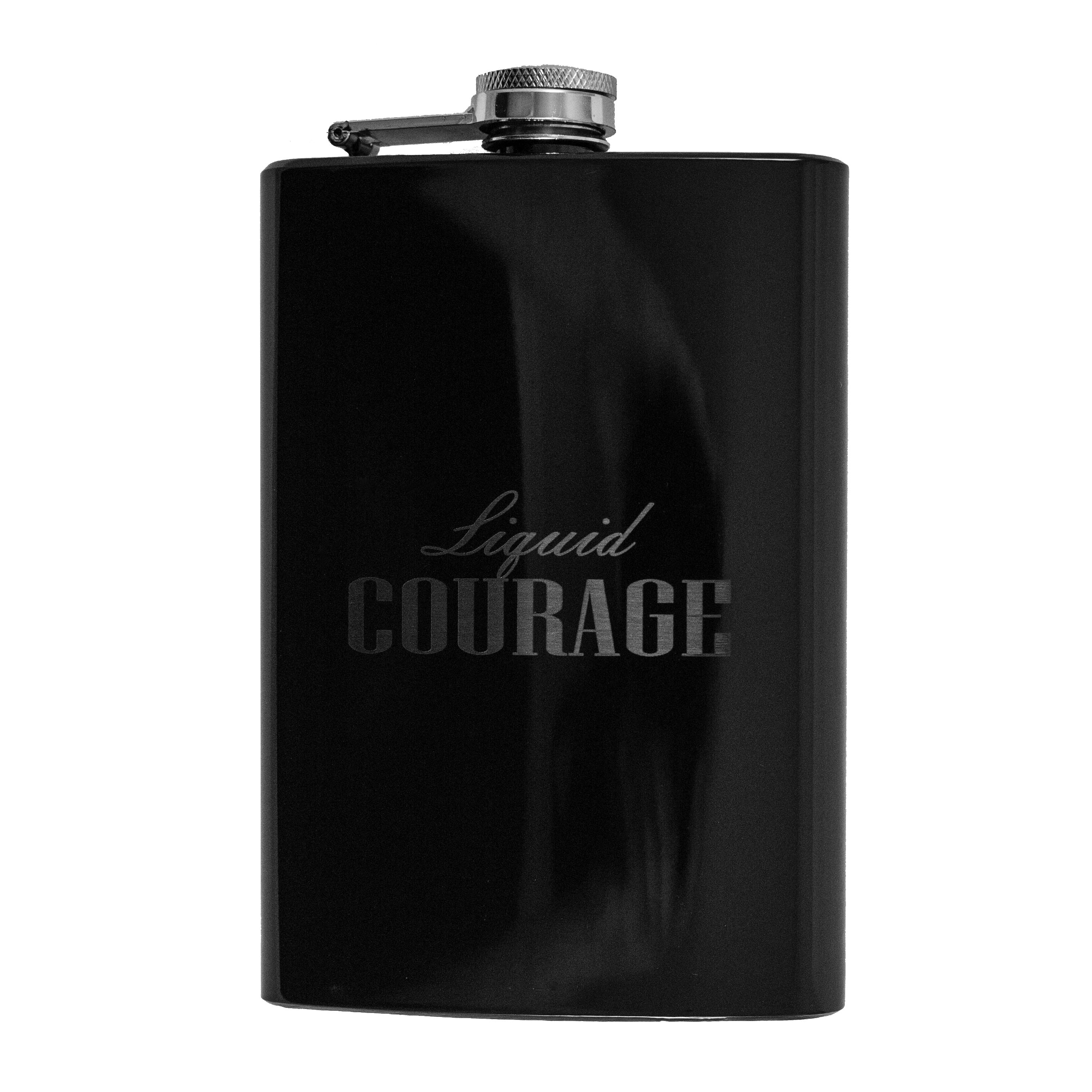 8oz BLACK Liquid Courage Flask