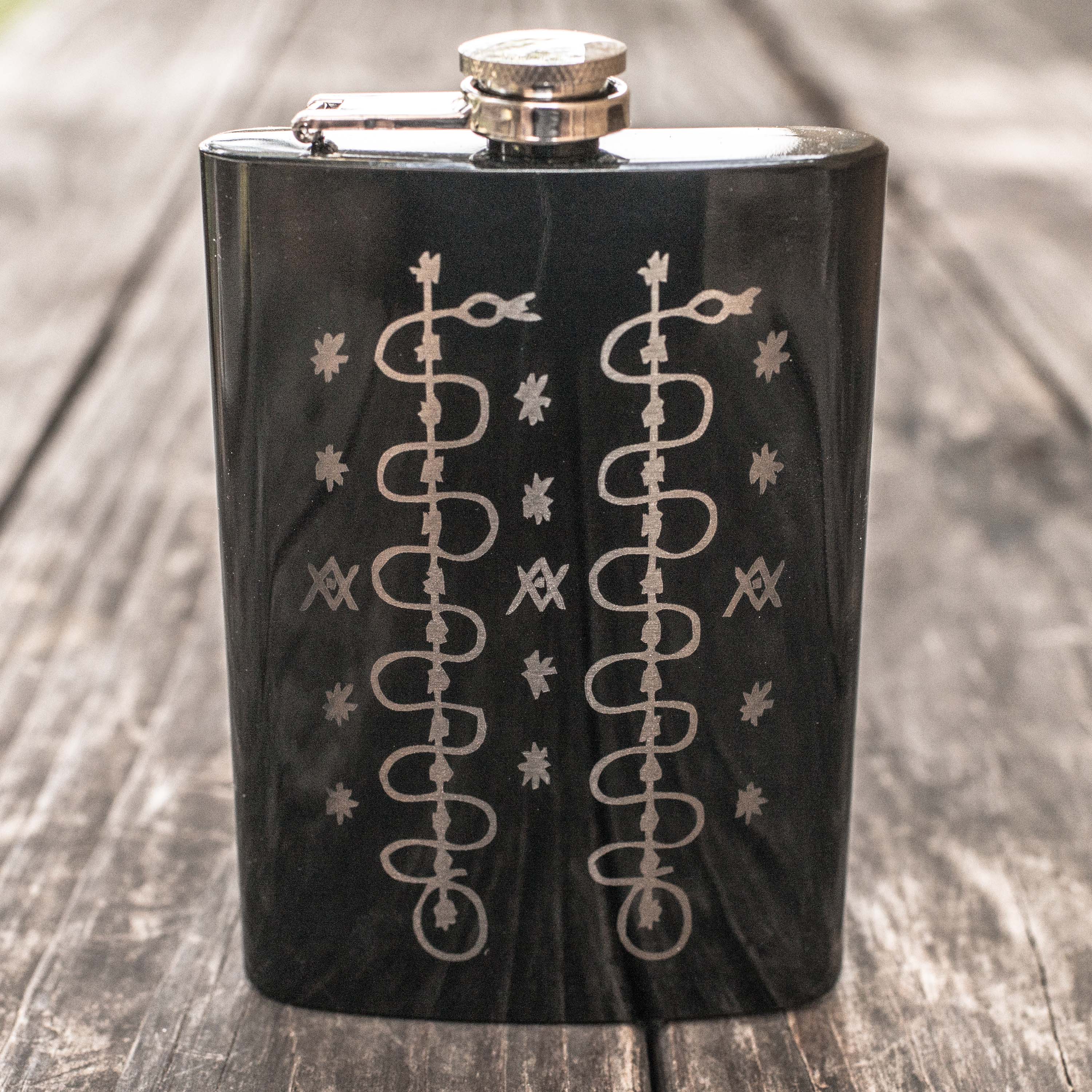 8oz BLACK Voodoo Snakes Flask