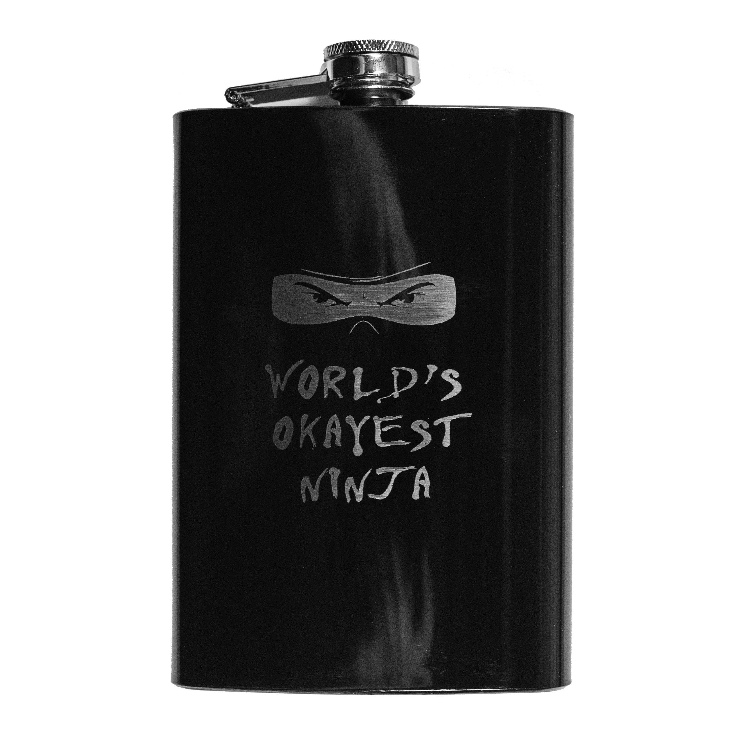 8oz BLACK World's Okayest Ninja Flask