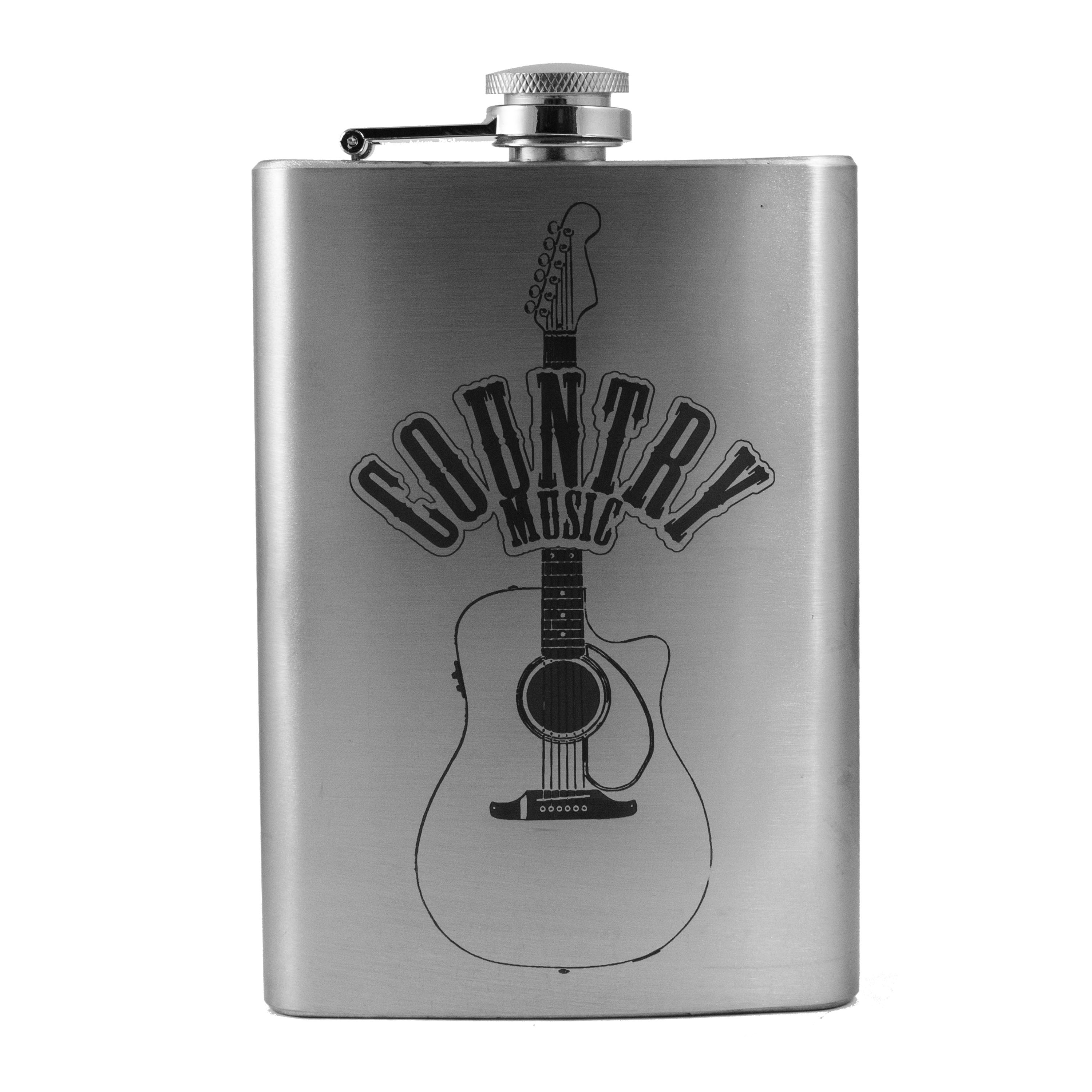 8oz Country Music Stainless Steel Flask Guitar Novelty