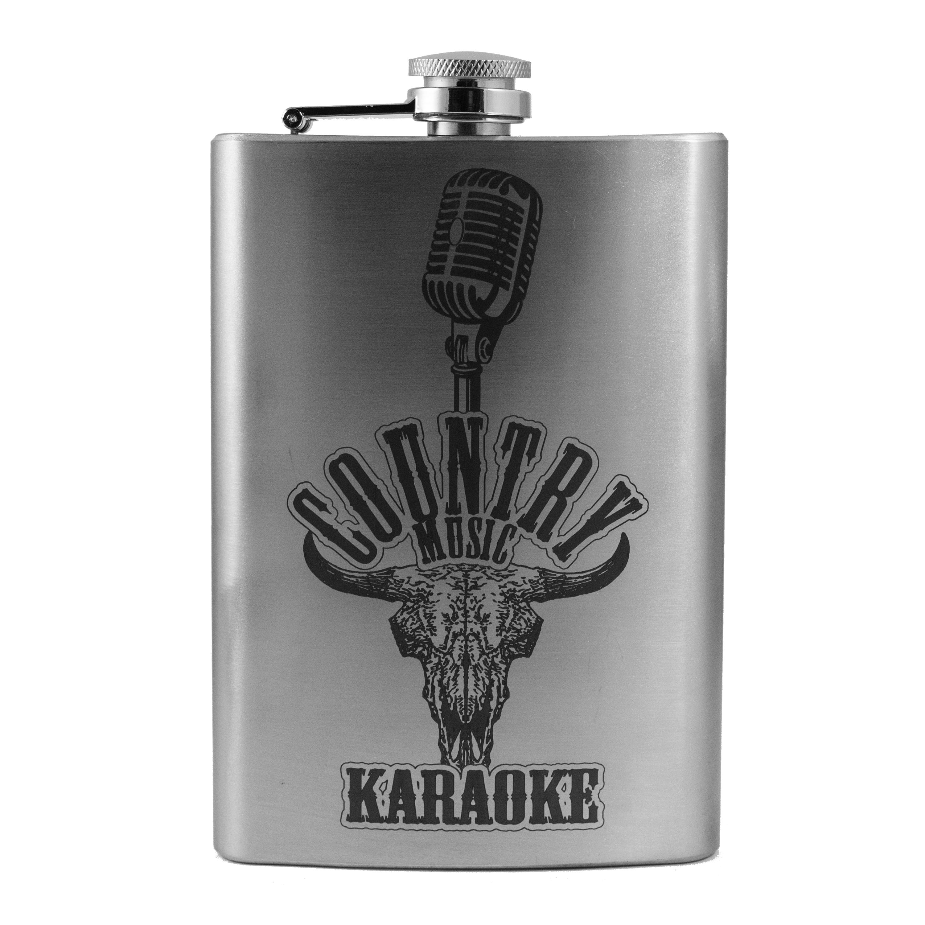 8oz Country Music Karaoke Stainless Steel Flask