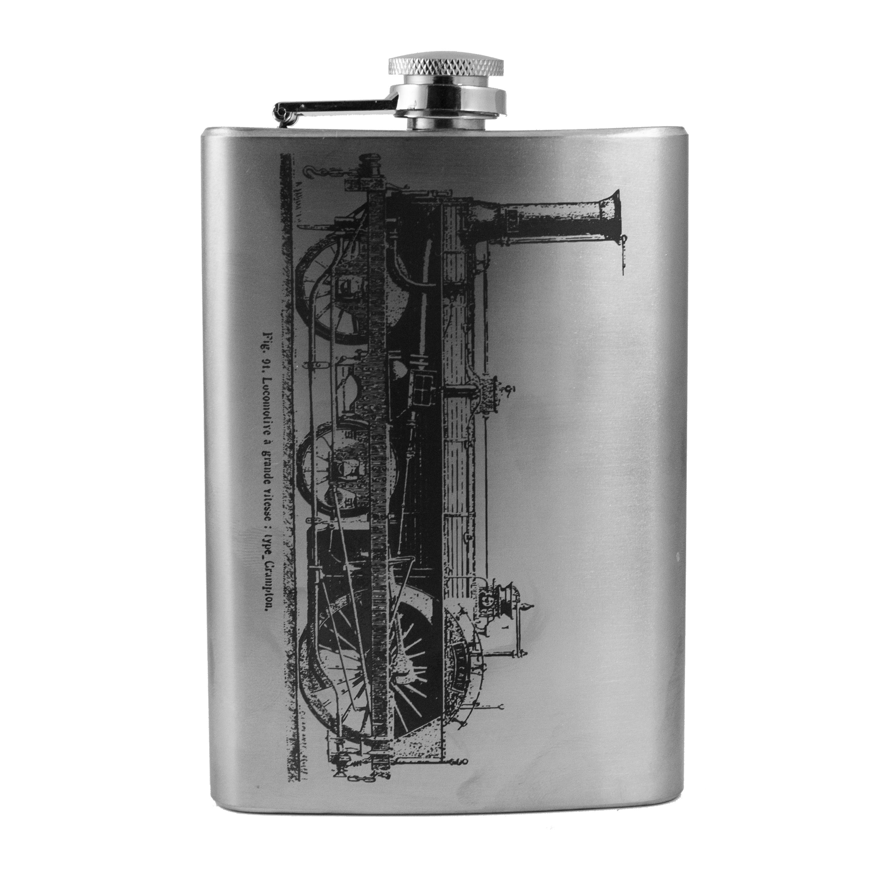 8oz Crampton Steam Locomotive Flask L1 Historic Stainless Steel Flask