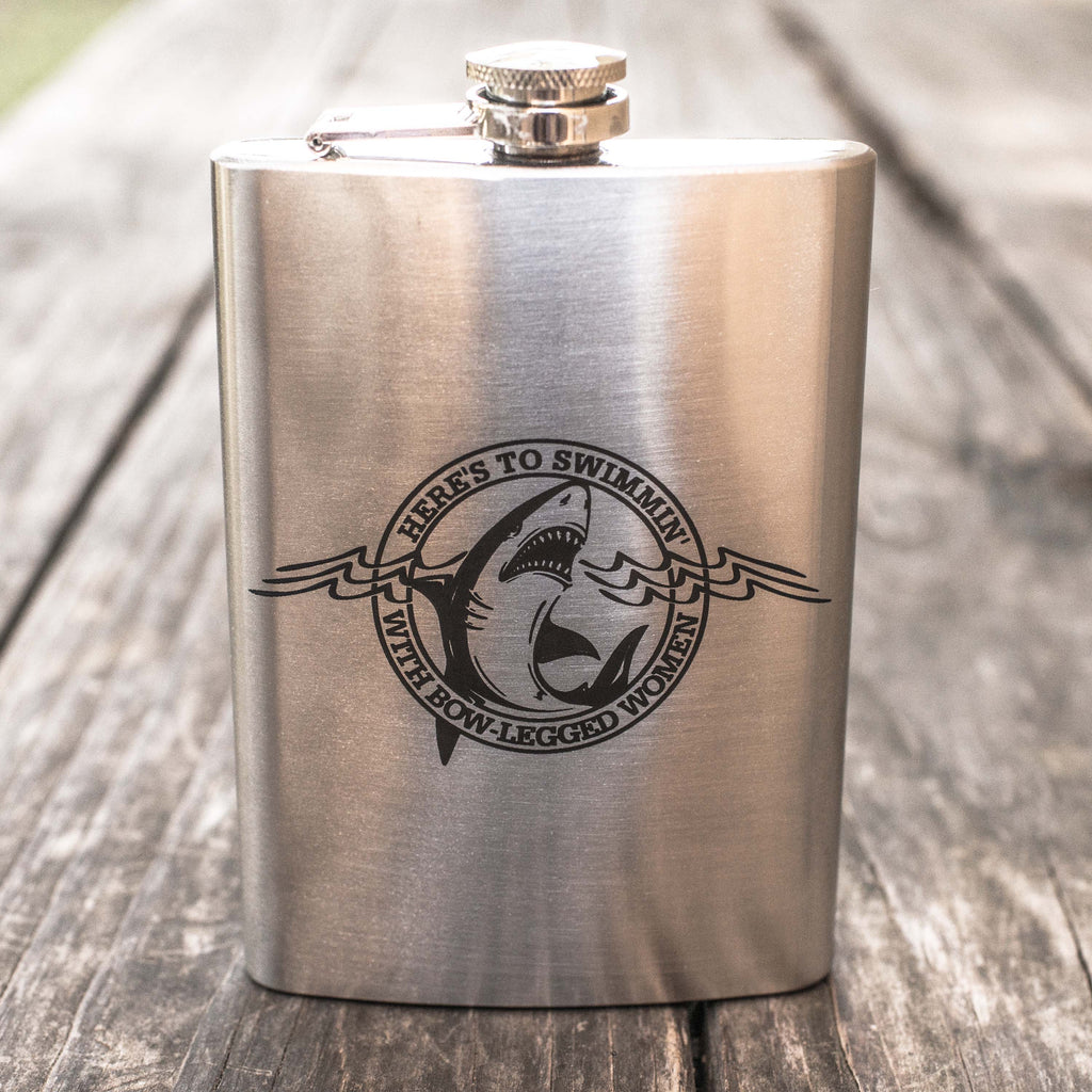 8oz Here's to Swimmin with Bowlegged Women Stainless Steel Flask