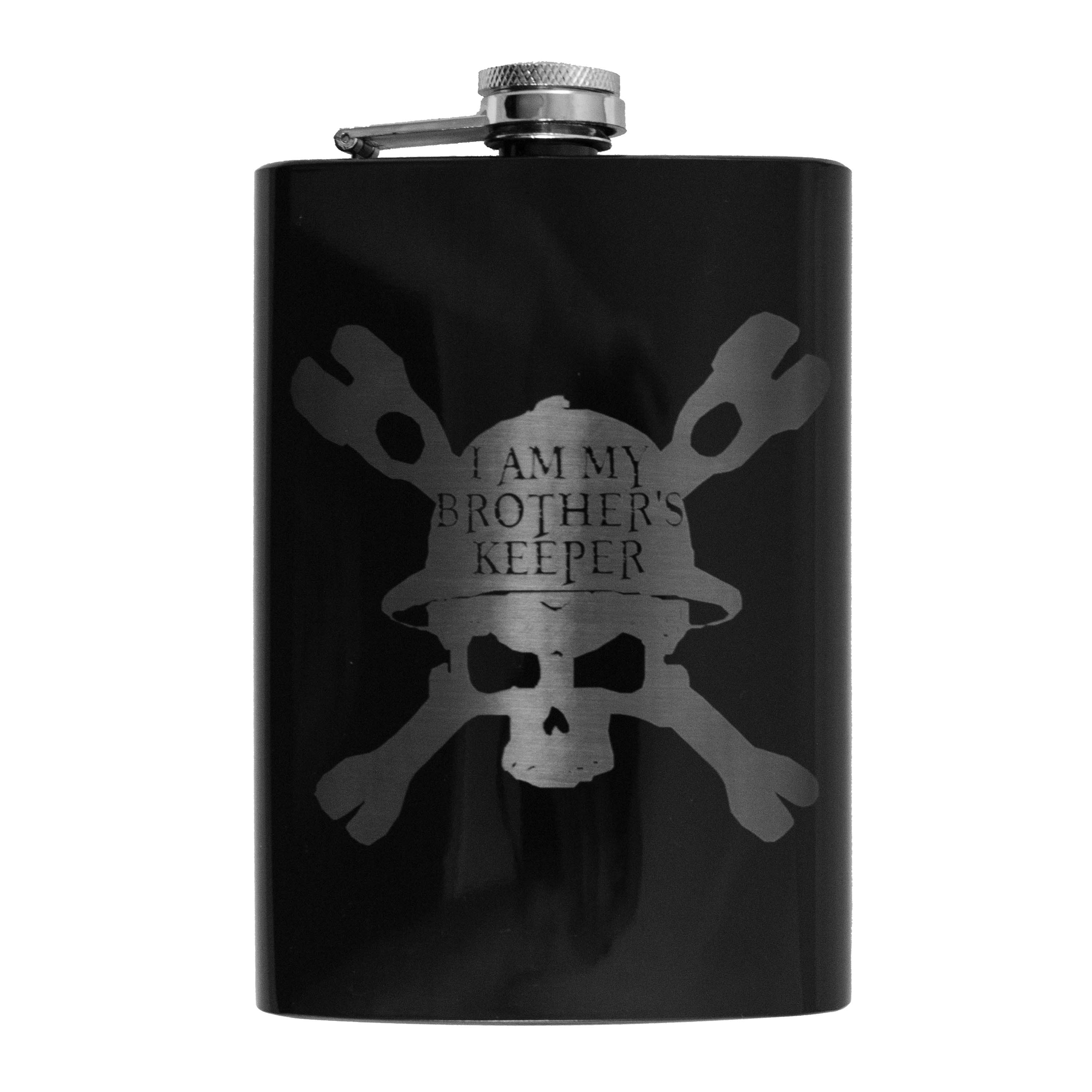 8oz BLACK Helmet Brothers Keeper Flask