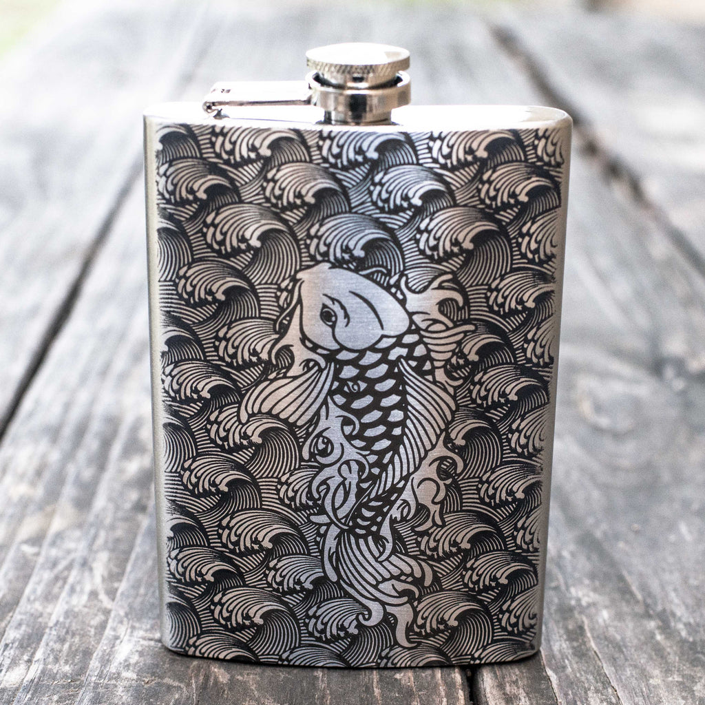 8oz Koi Fish Stainless Steel Flask