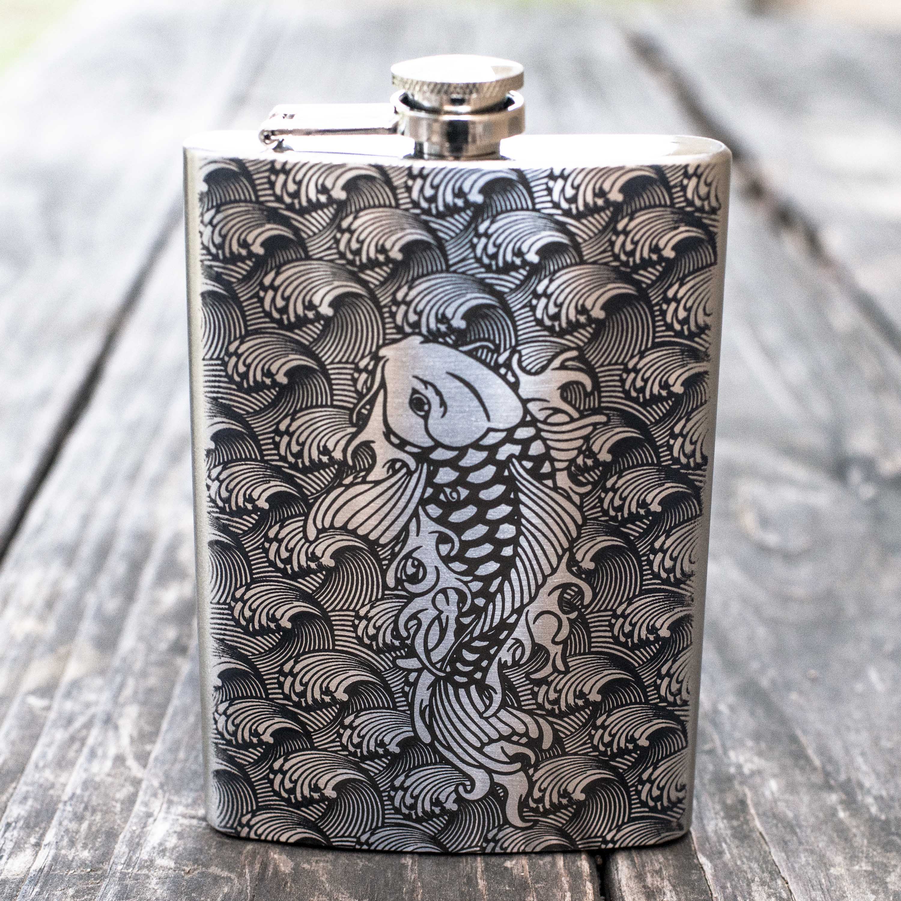 8oz Koi Fish Stainless Steel Flask
