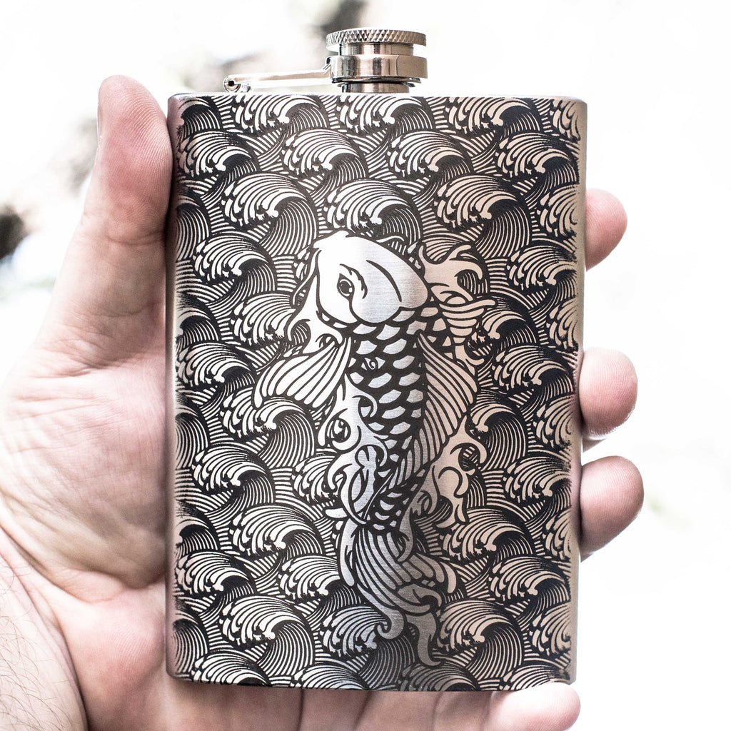 8oz Koi Fish Stainless Steel Flask