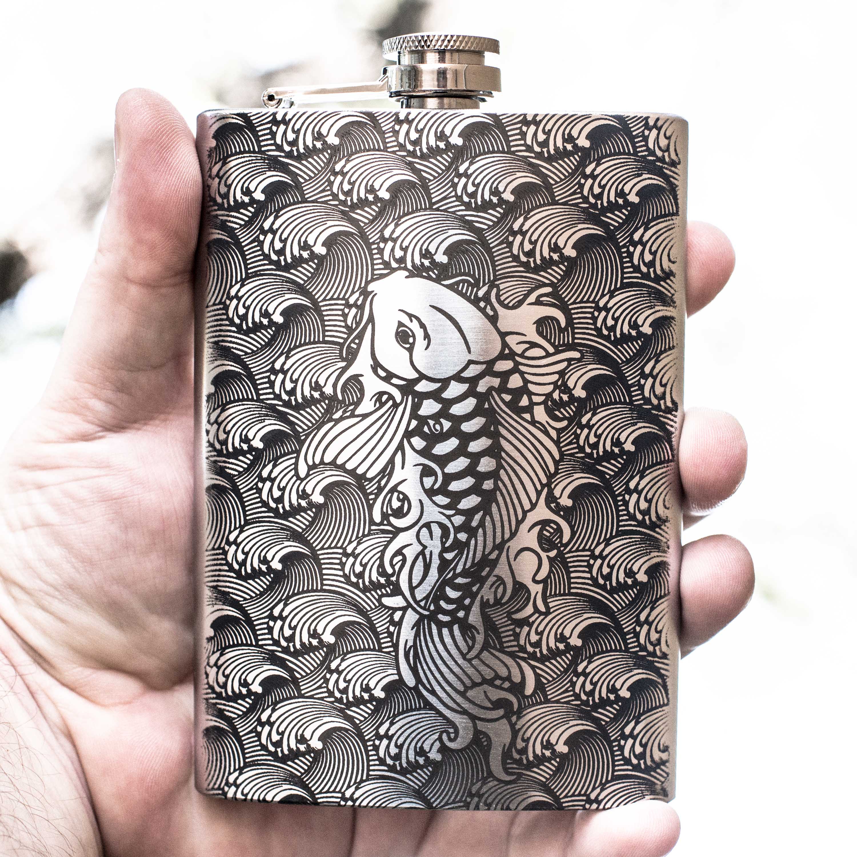 8oz Koi Fish Stainless Steel Flask