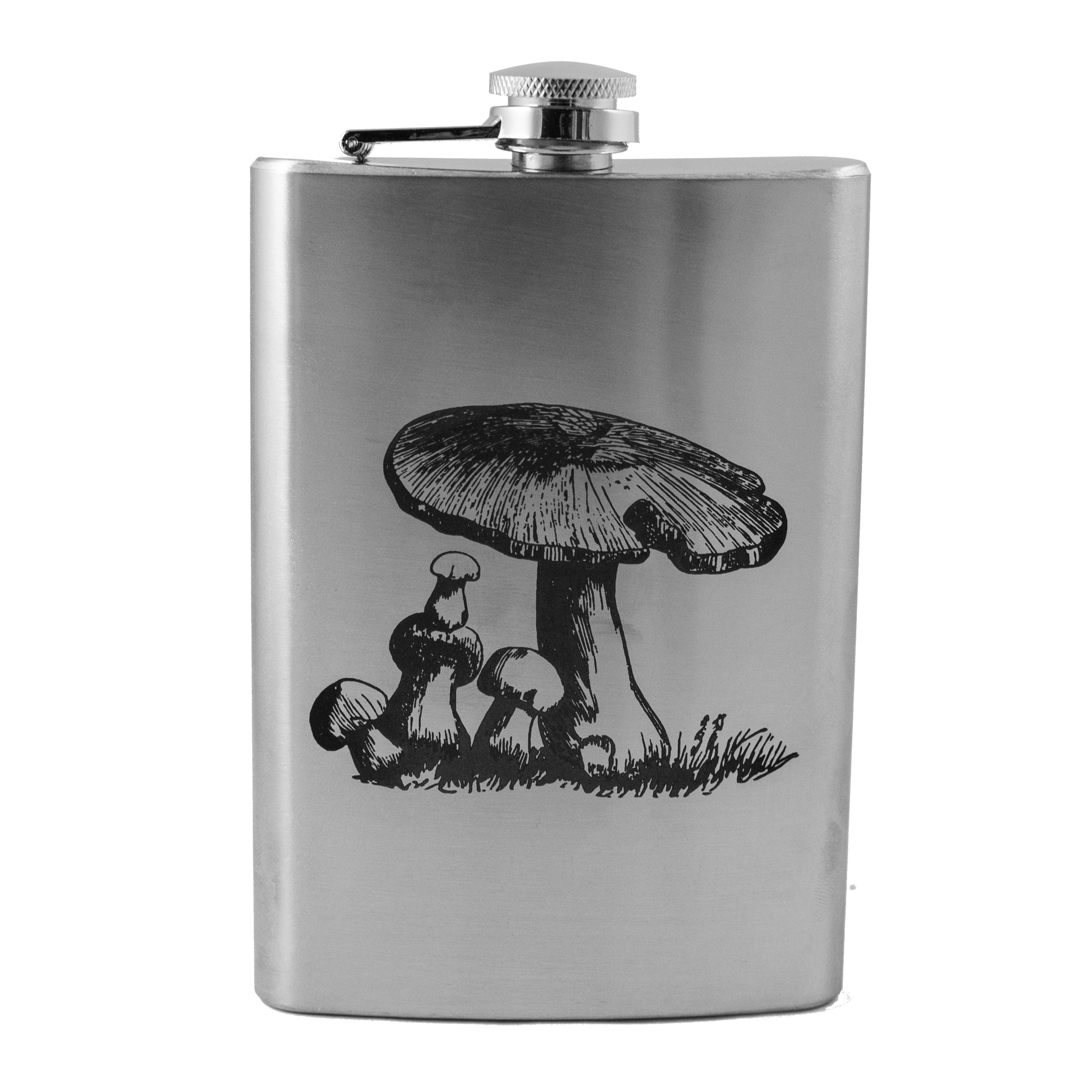 8oz - Mushroom 2 - Stainless Steel Flask