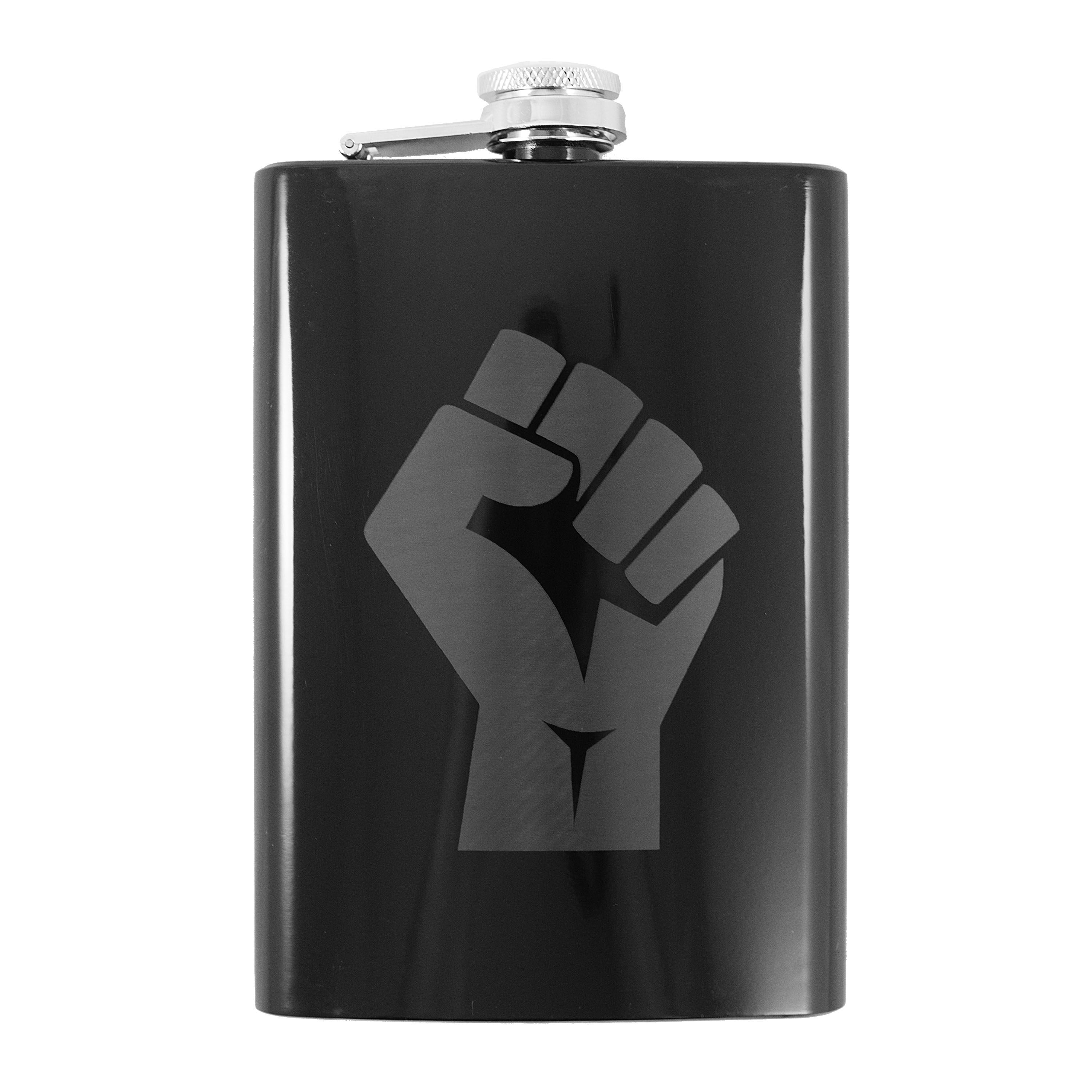 8oz Power Fist Black Flask