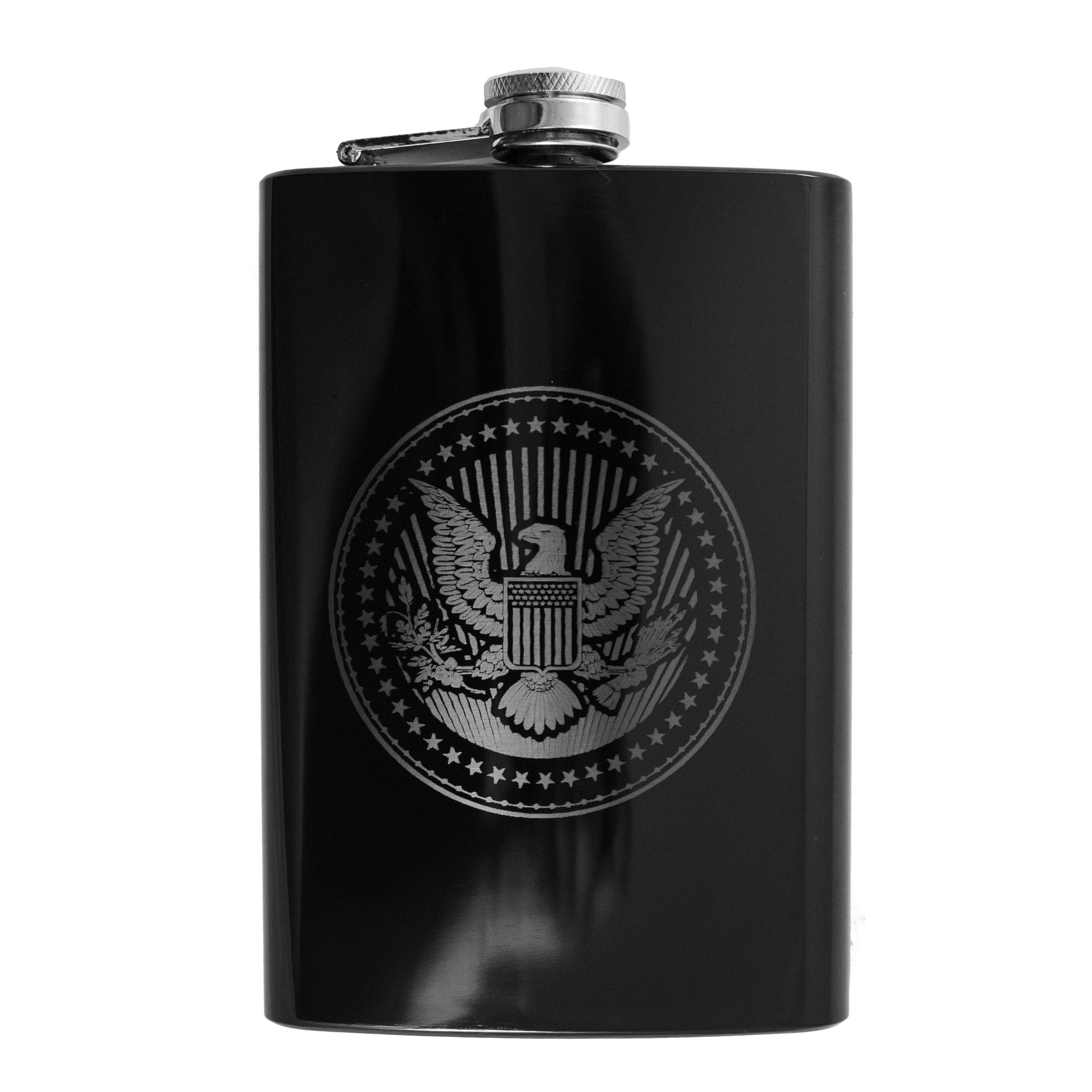 8oz Presidential Seal Black Flask