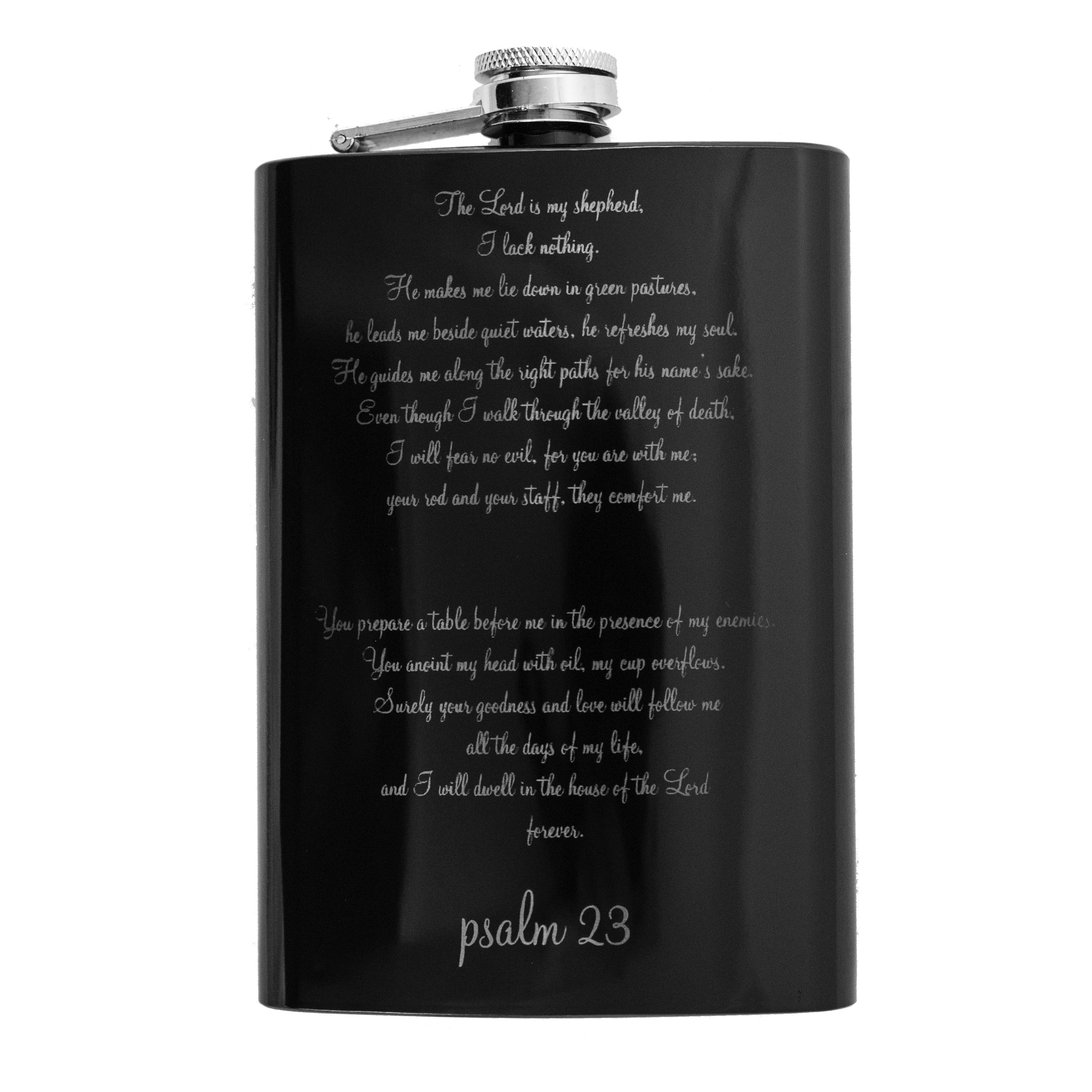 8oz Psalm 23 Black Flask