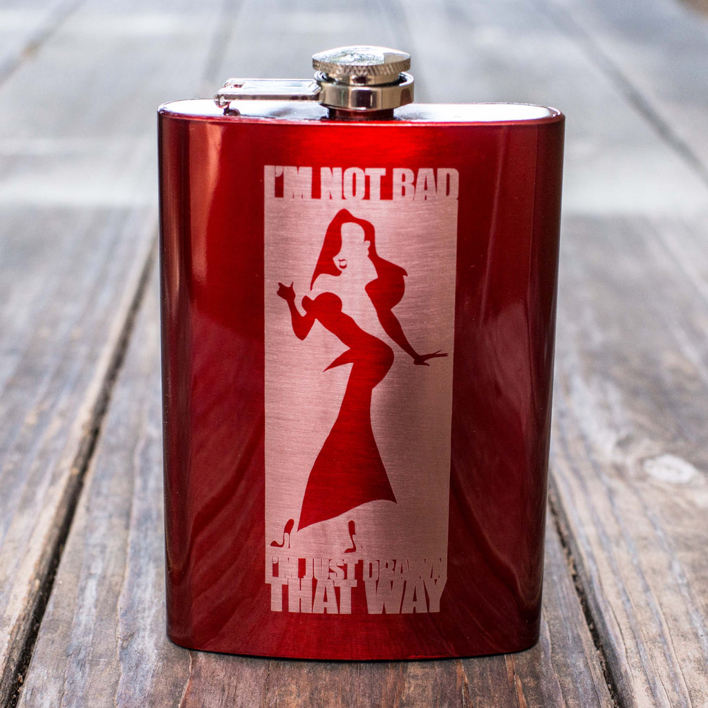 8oz RED I'm Not Bad Flask
