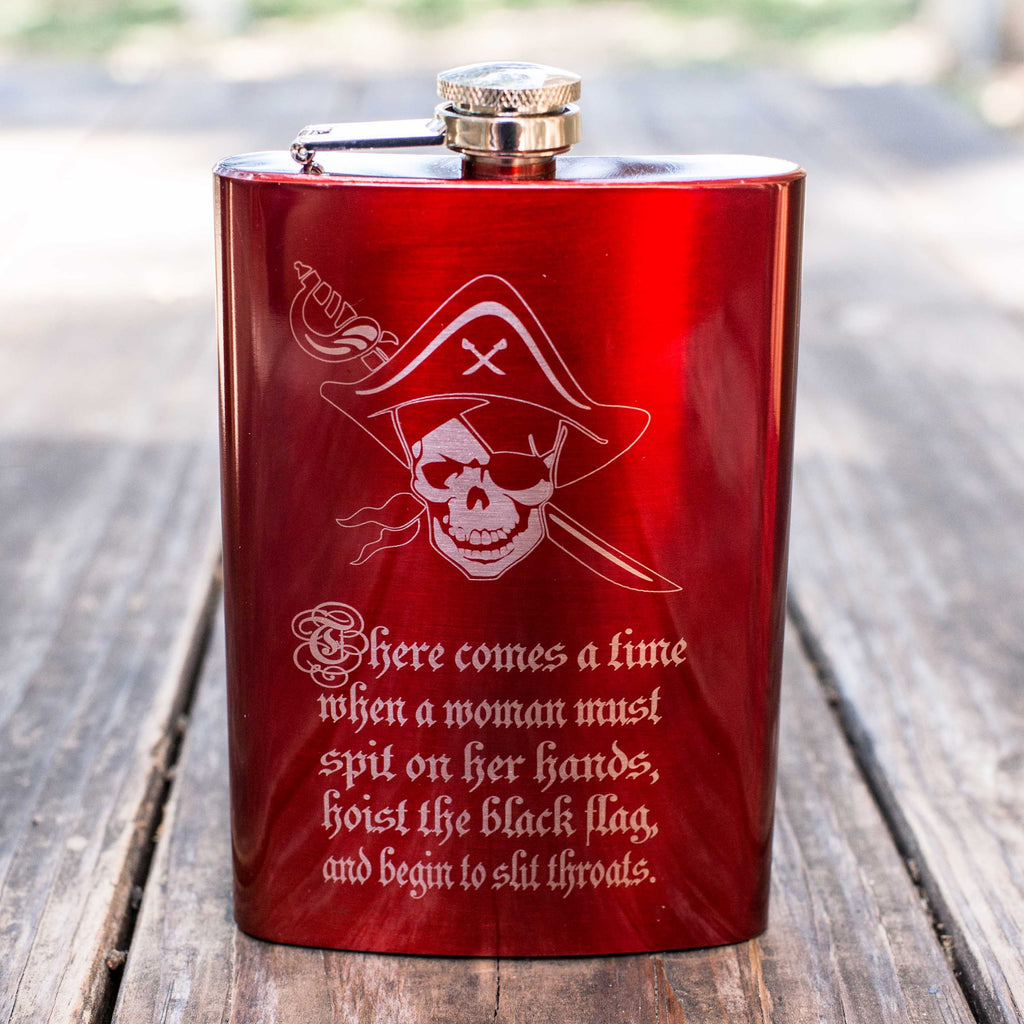 8oz RED There Comes a Time Flask