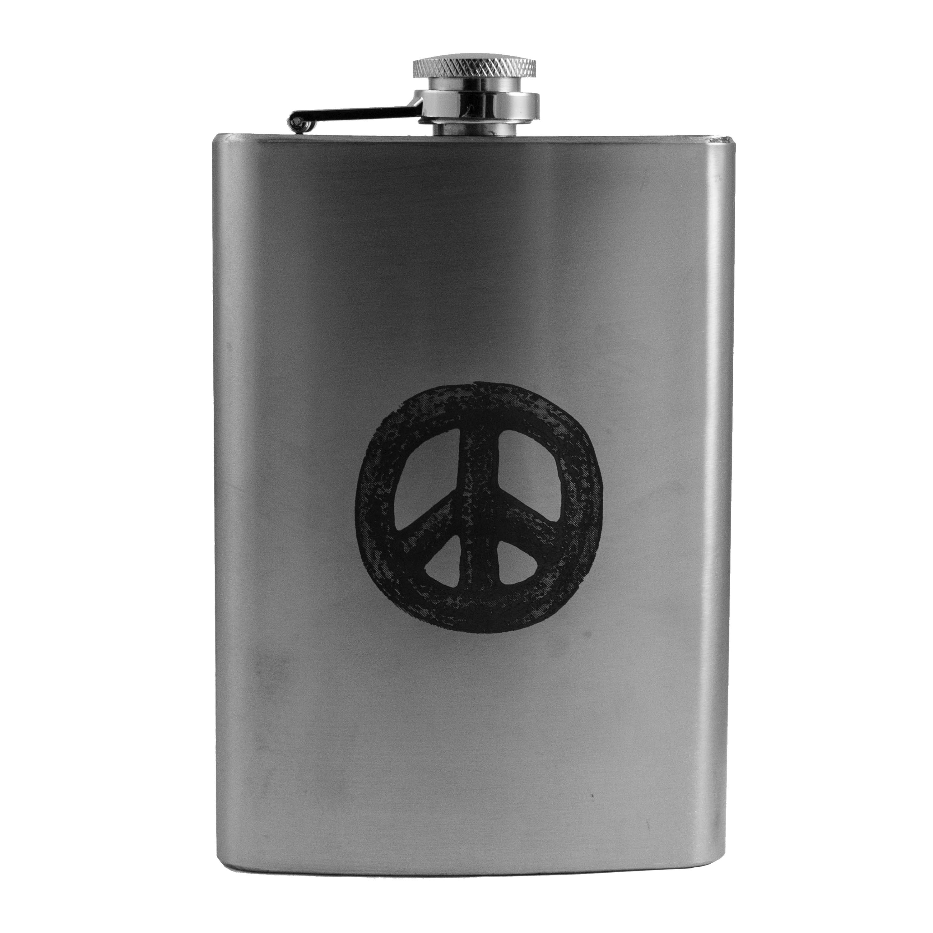 8oz Rustic Peace Stainless Steel Flask