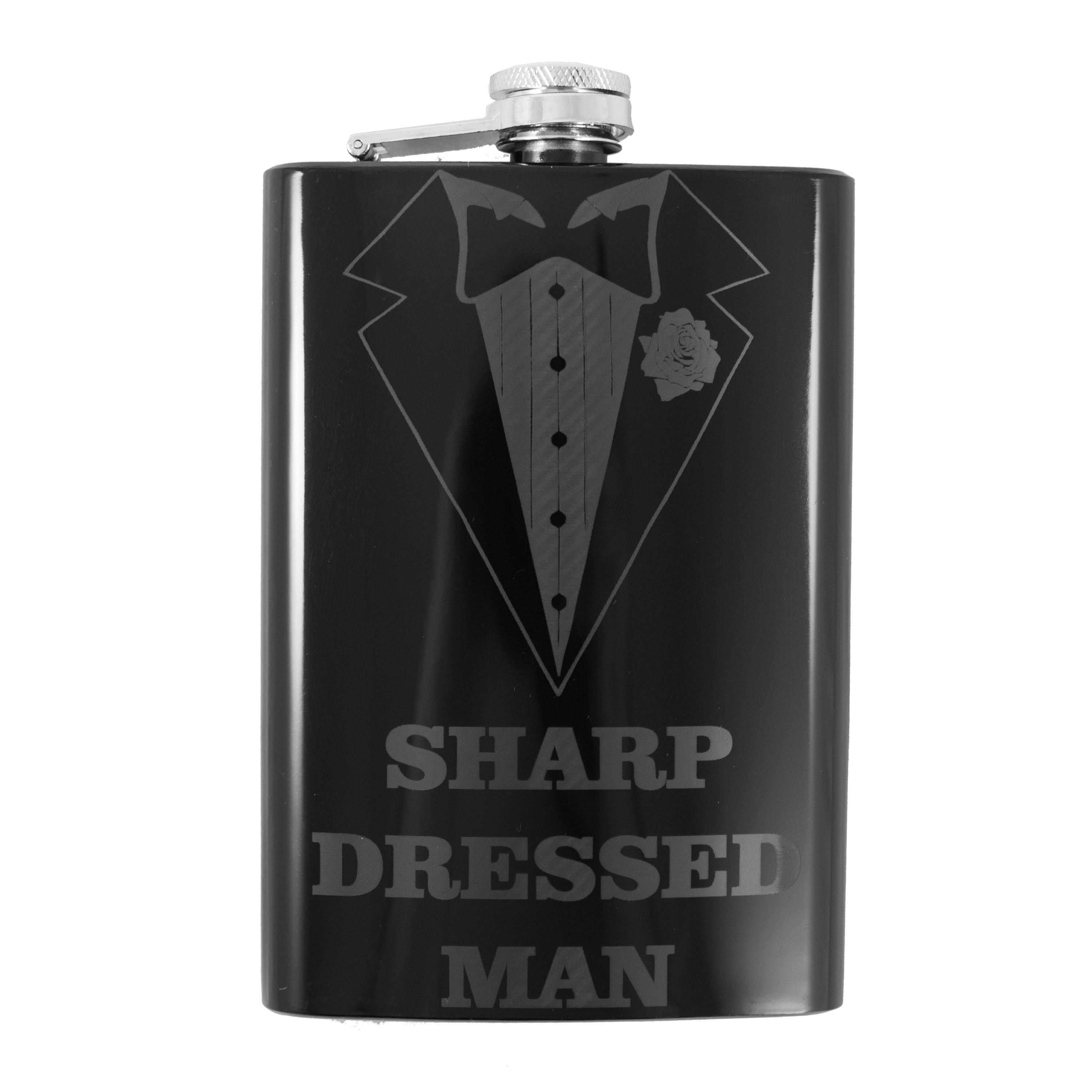 8oz Sharp Dressed Man Black Flask