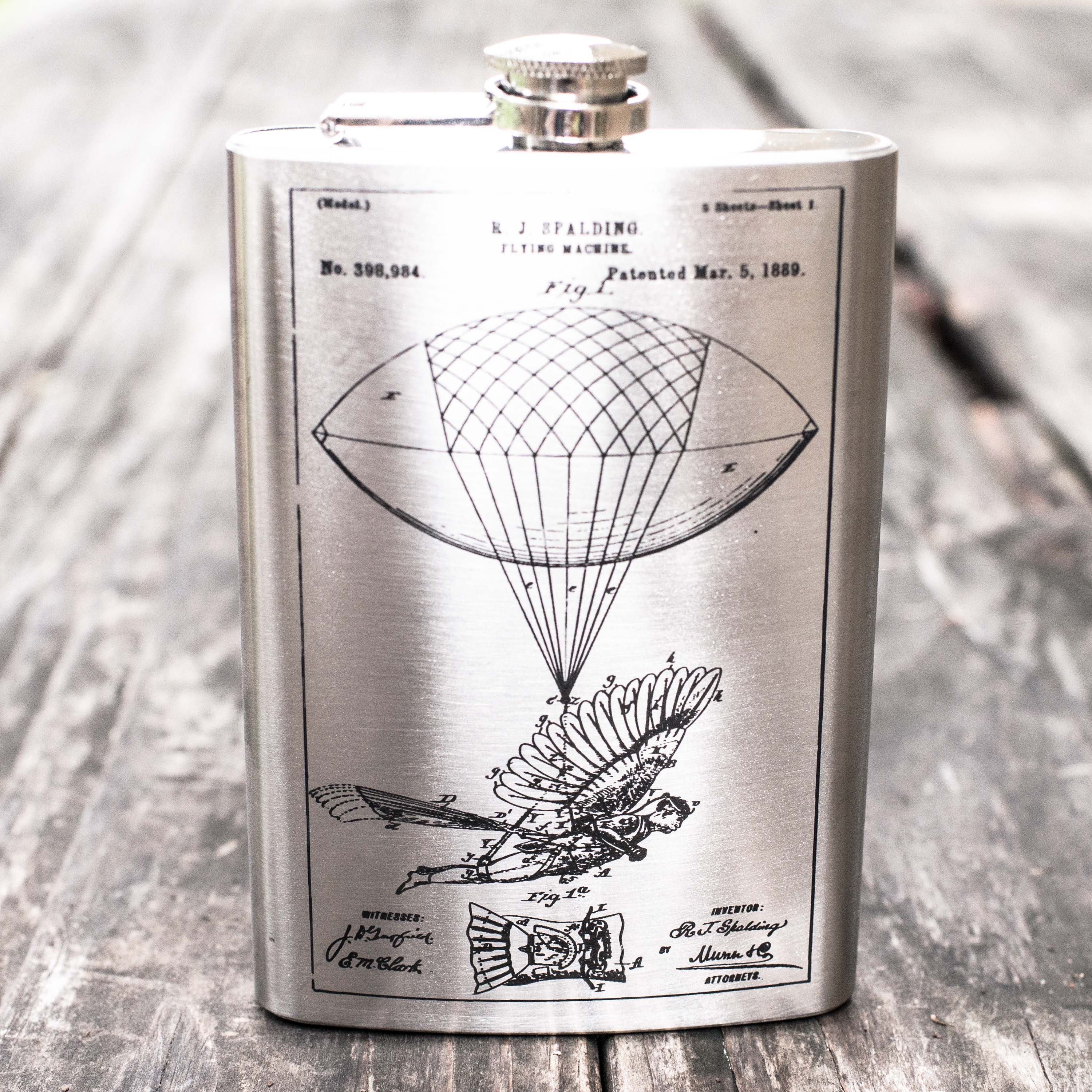 8oz Steampunk Flying Man Stainless Steel Flask