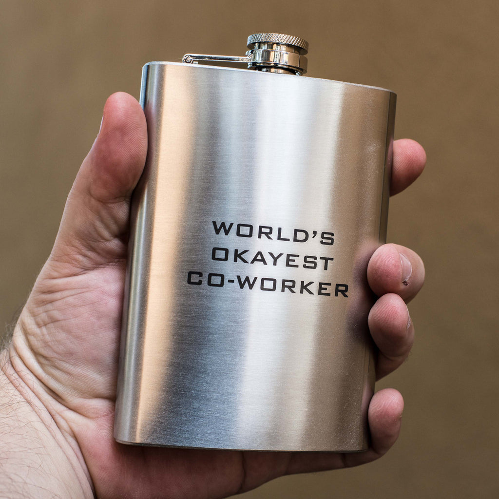 8oz World's Okayest Co-Worker Stainless Steel Flask