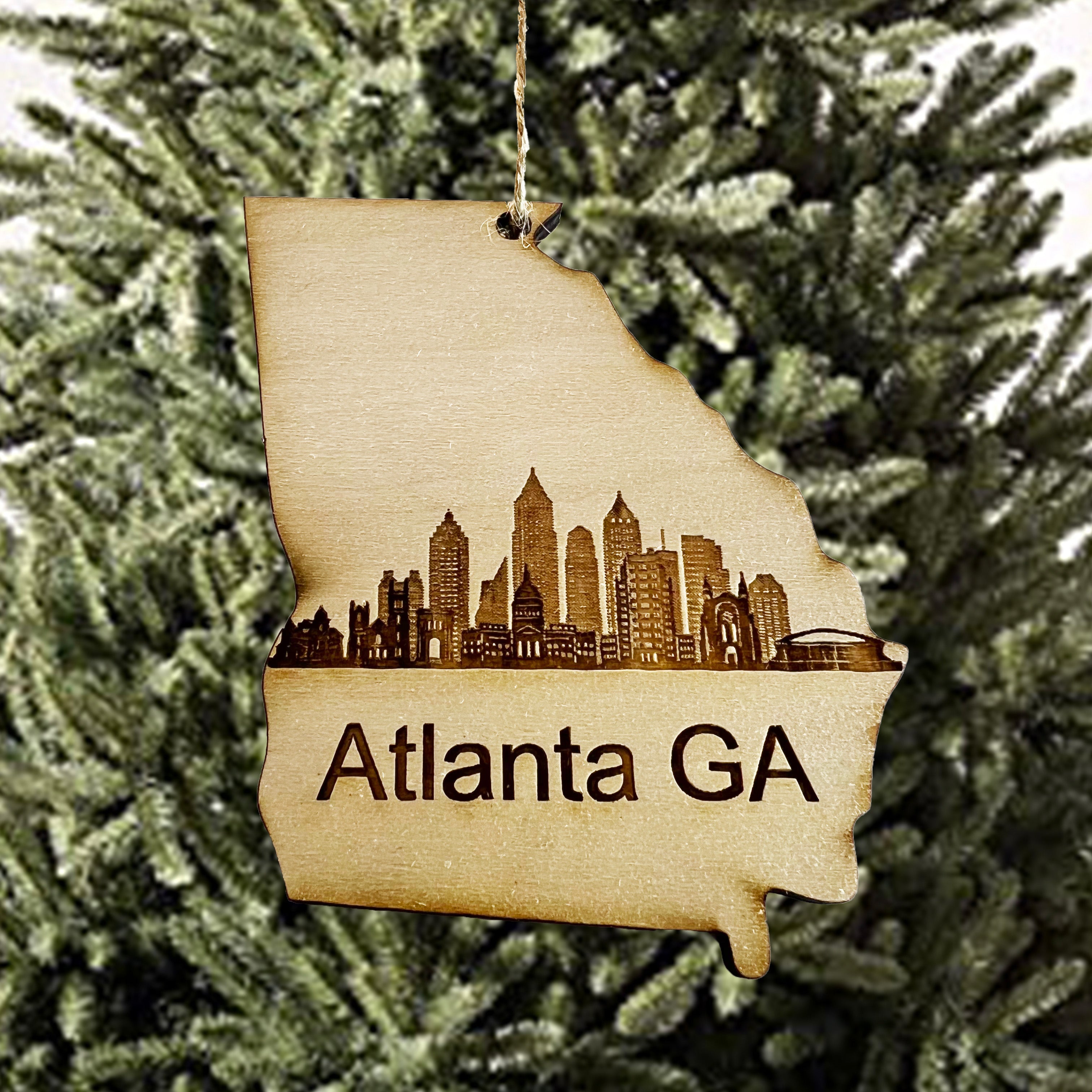 Ornament - Atlanta GA Skyline - Raw Wood Ornament